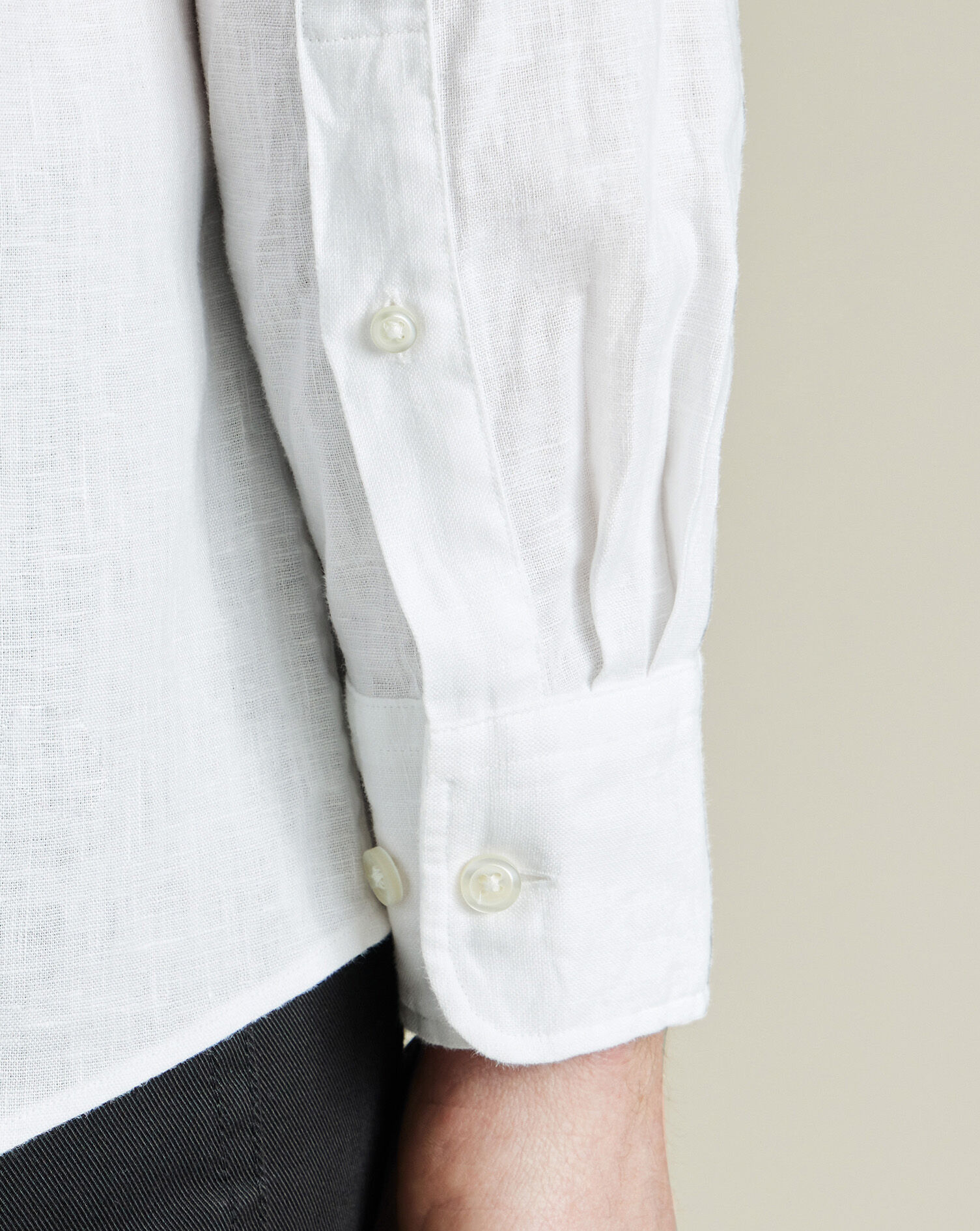 Button-Down Pure Linen Shirt - White