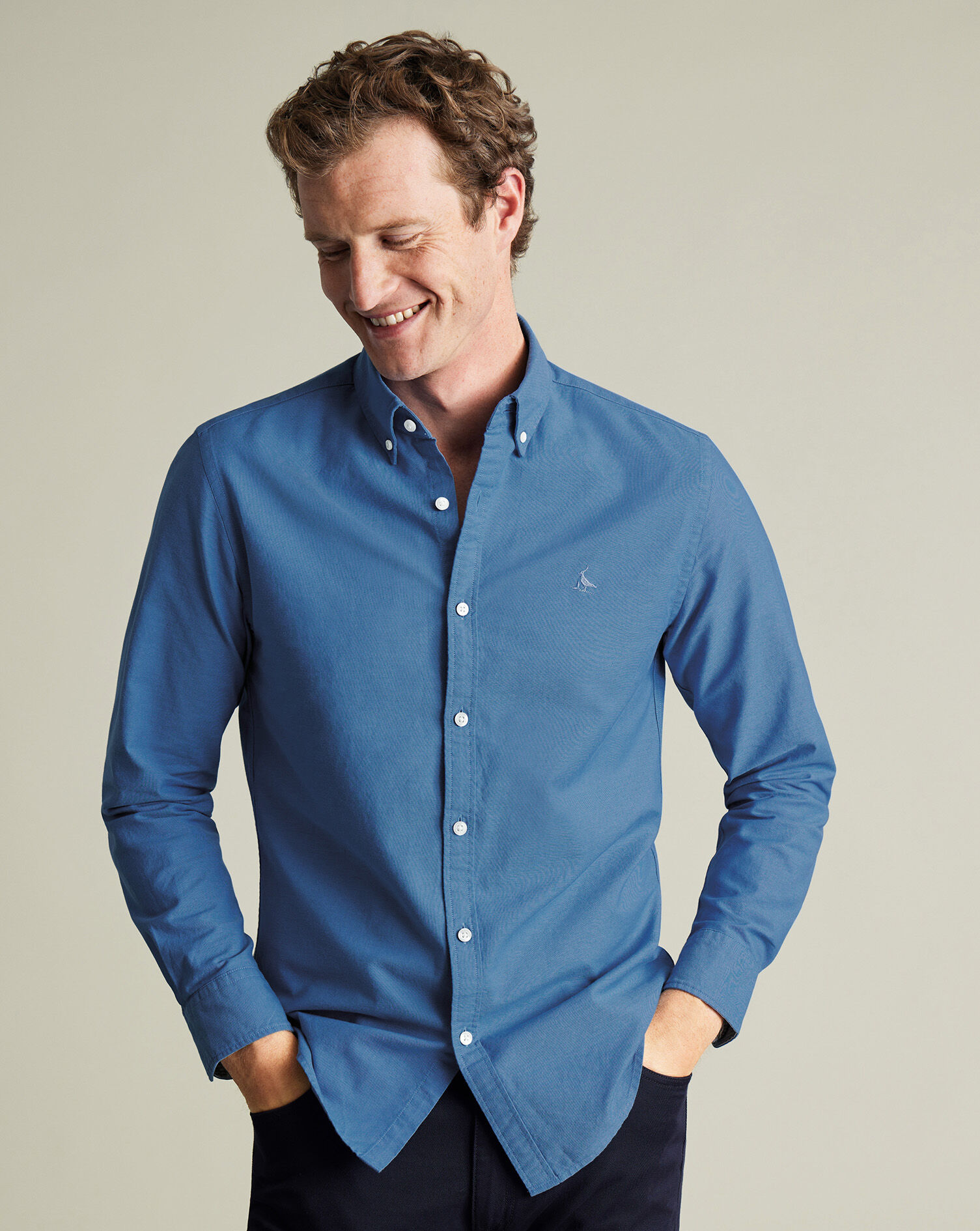 Stretch Washed Oxford Shirt - Cornflower Blue