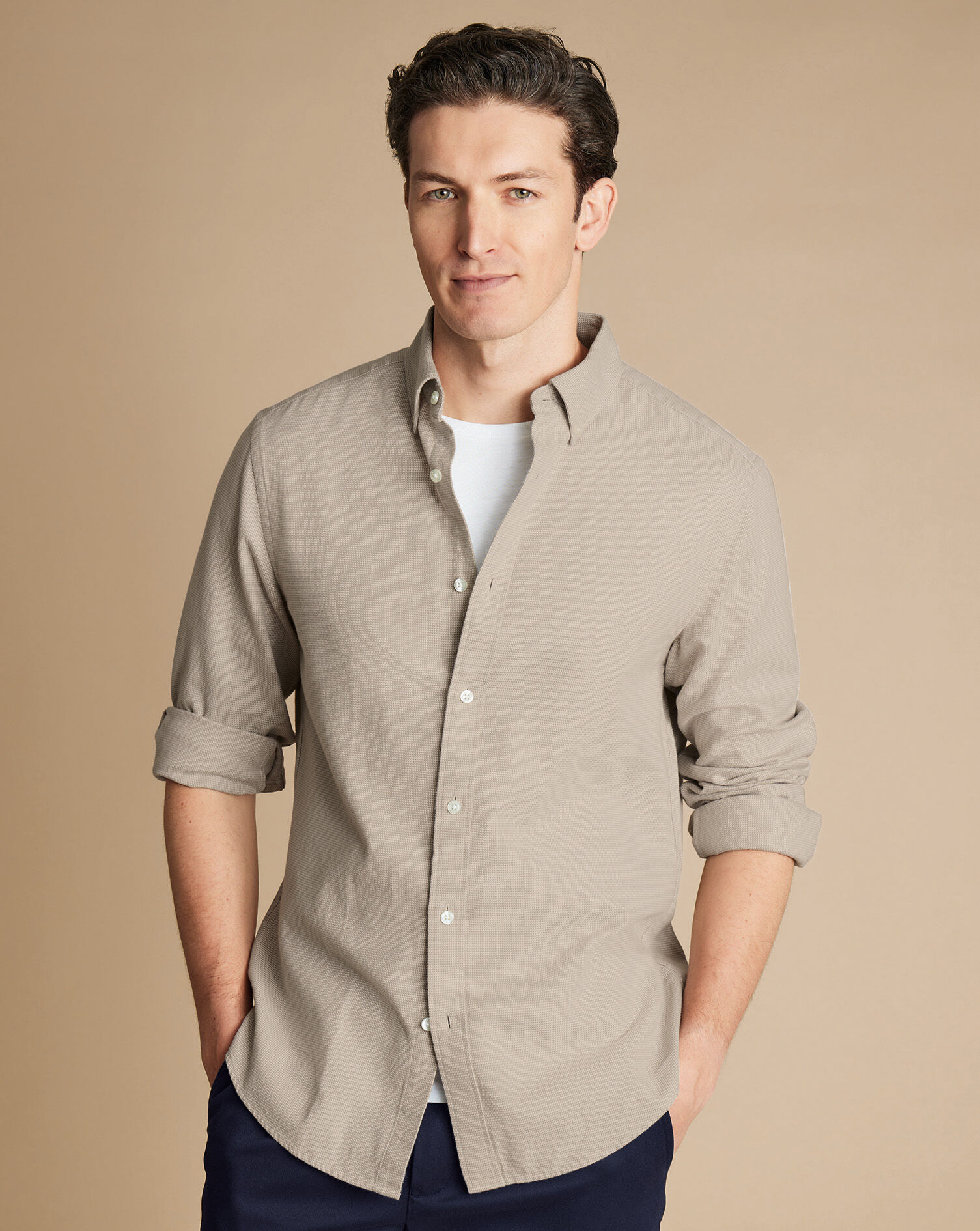 Dobby Flannel Shirt - Taupe