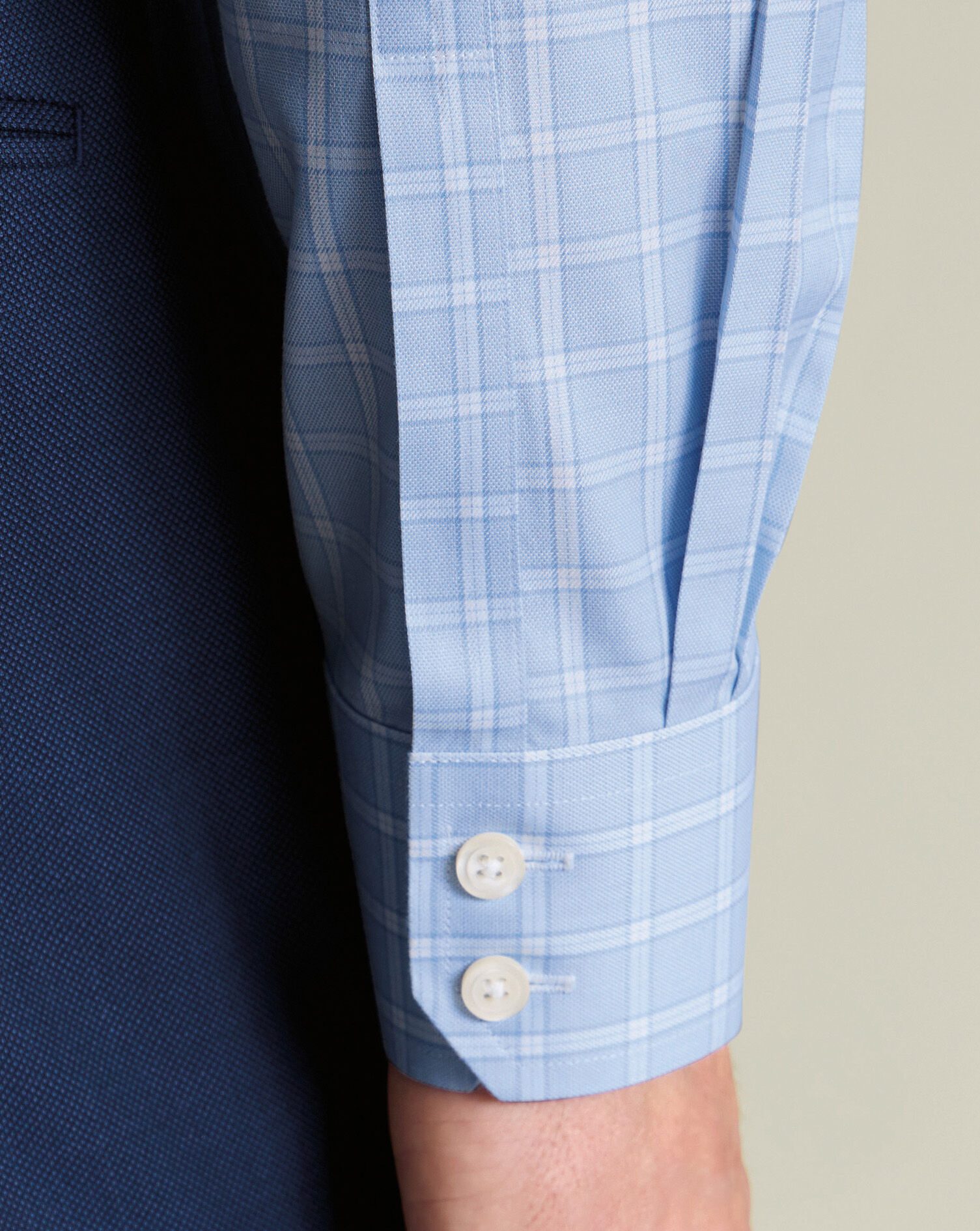 Non-Iron Twill Check Shirt - Sky Blue