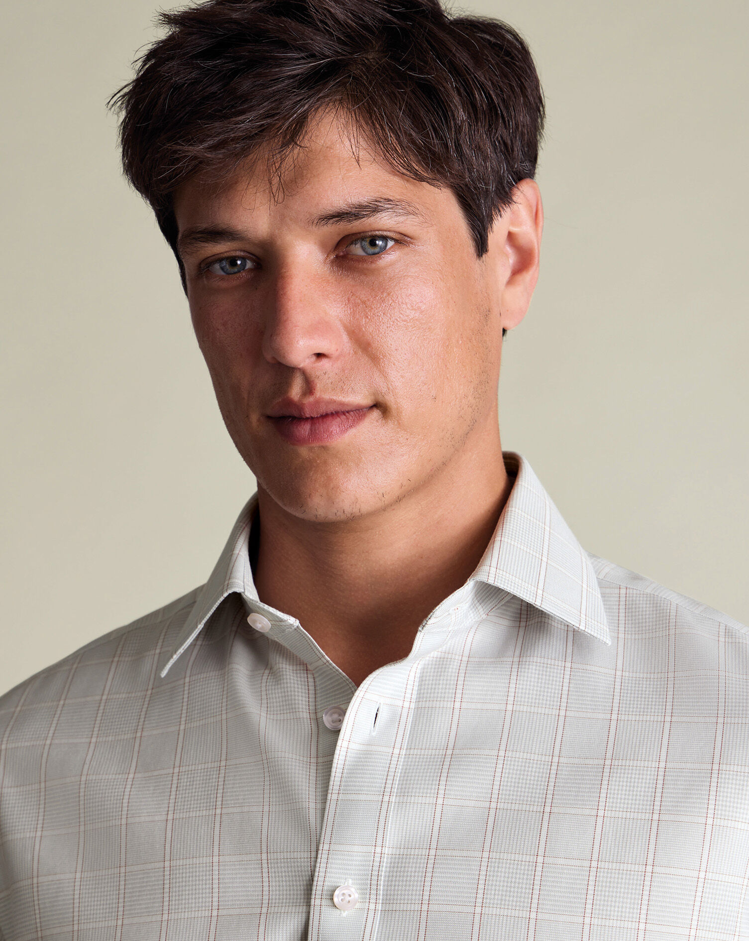 Non-Iron Twill Prince of Wales Check Shirt - Silver Gray