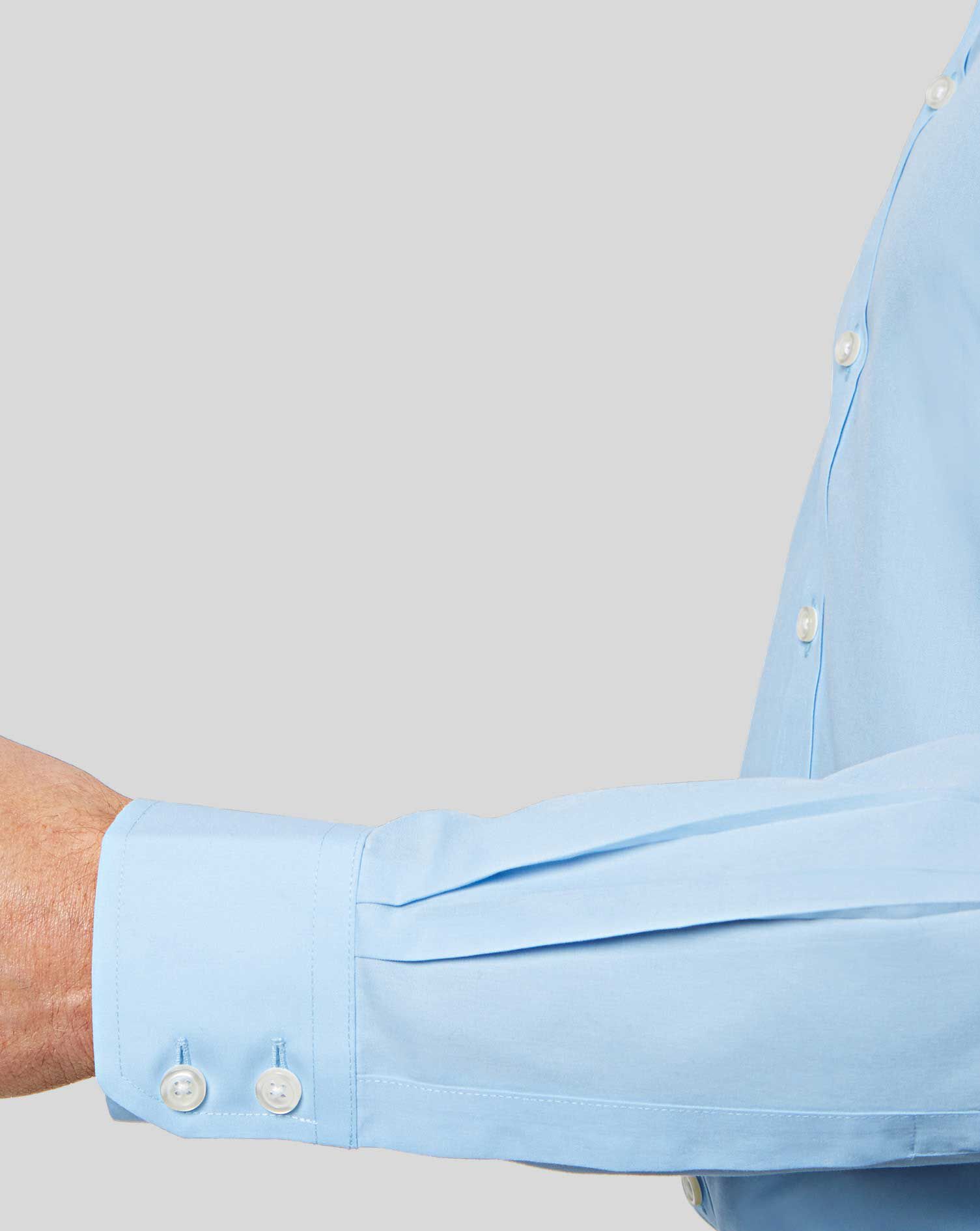 Spread Collar Non-Iron Poplin Shirt - Sky Blue