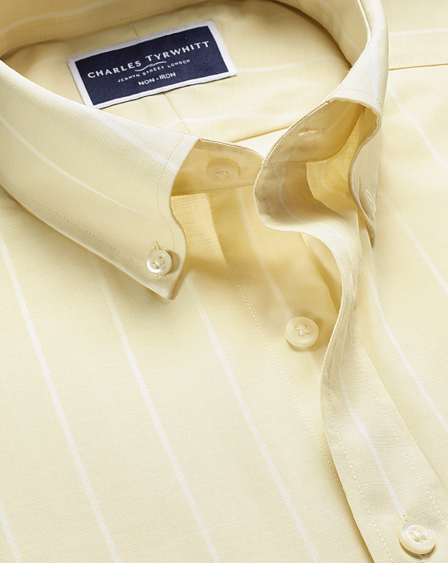 Non-Iron Stretch Poplin Slub Short Sleeve Shirt - Yellow