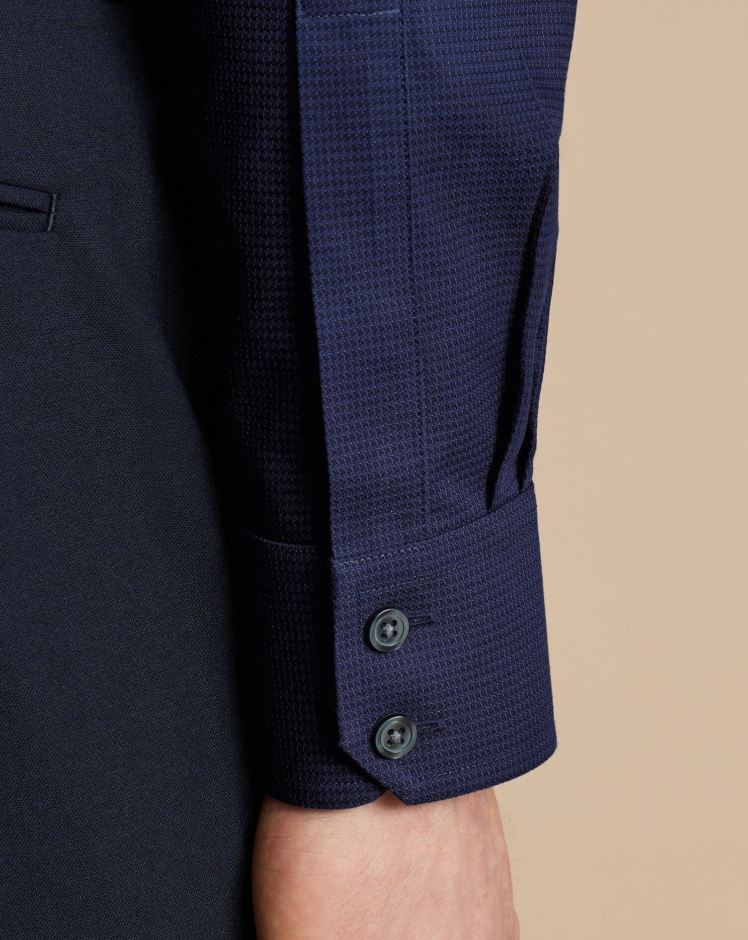 Spread Collar Non-Iron Stretch Kensington Weave Shirt - French Blue