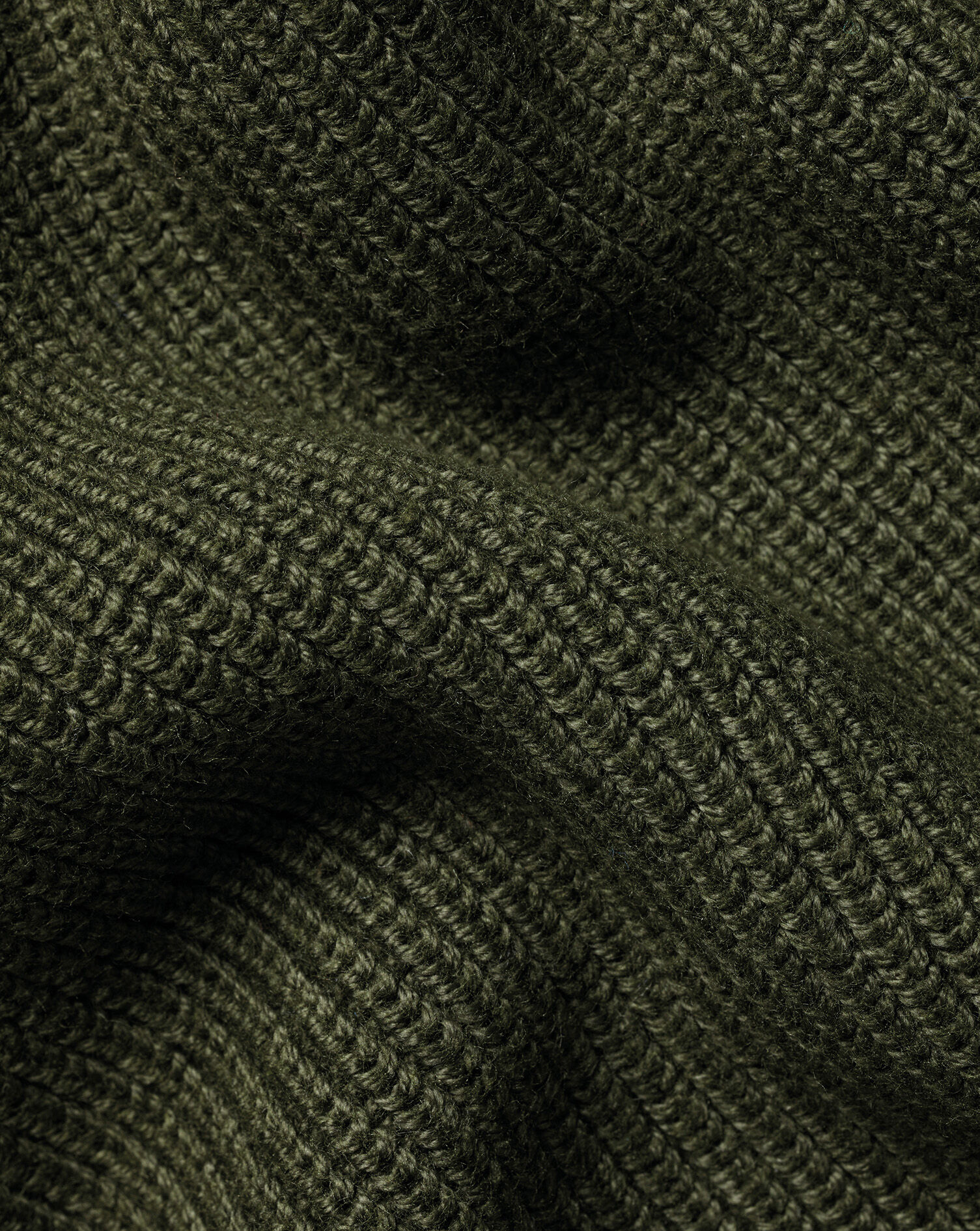 Cotton Rib Crew Neck Sweater - Olive