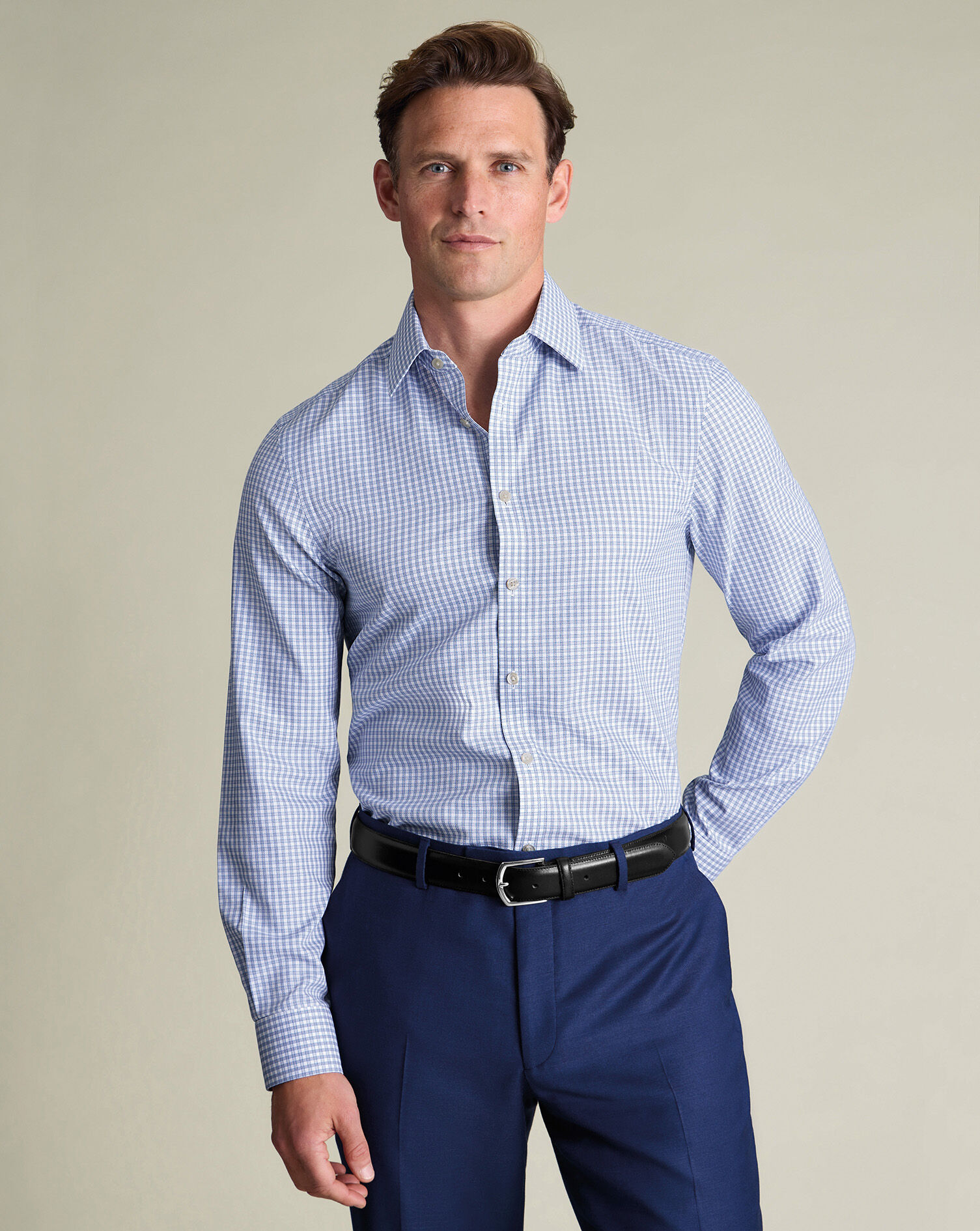 Non-Iron Royal Oxford Check Shirt - Blue