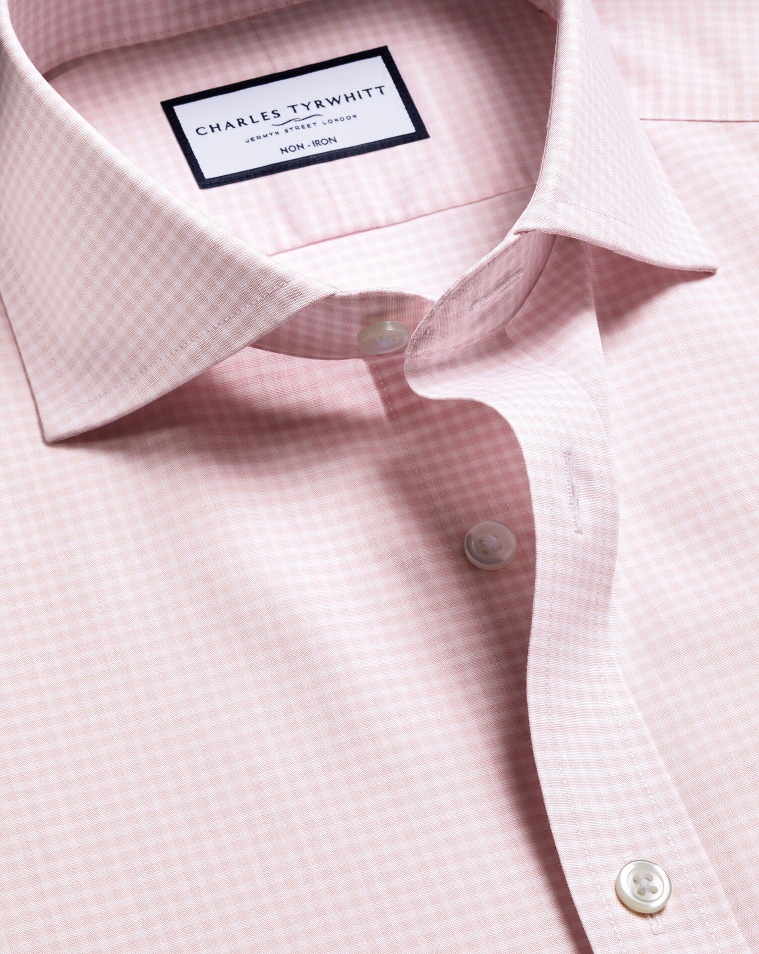 Non-Iron Poplin Gingham Shirt - Pink