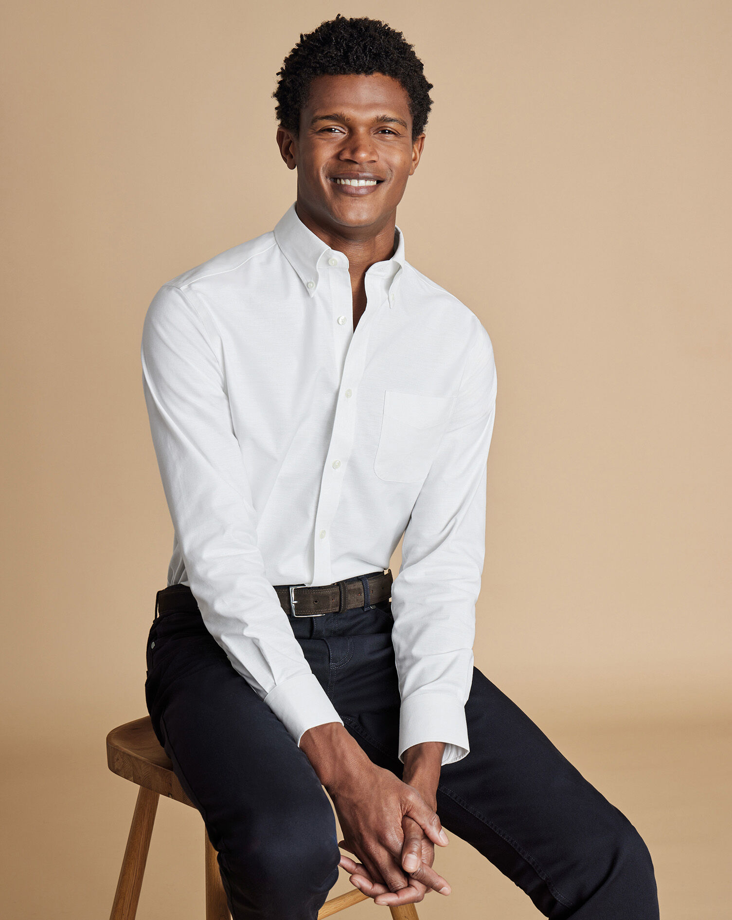 Non-Iron Stretch Oxford Shirt - White