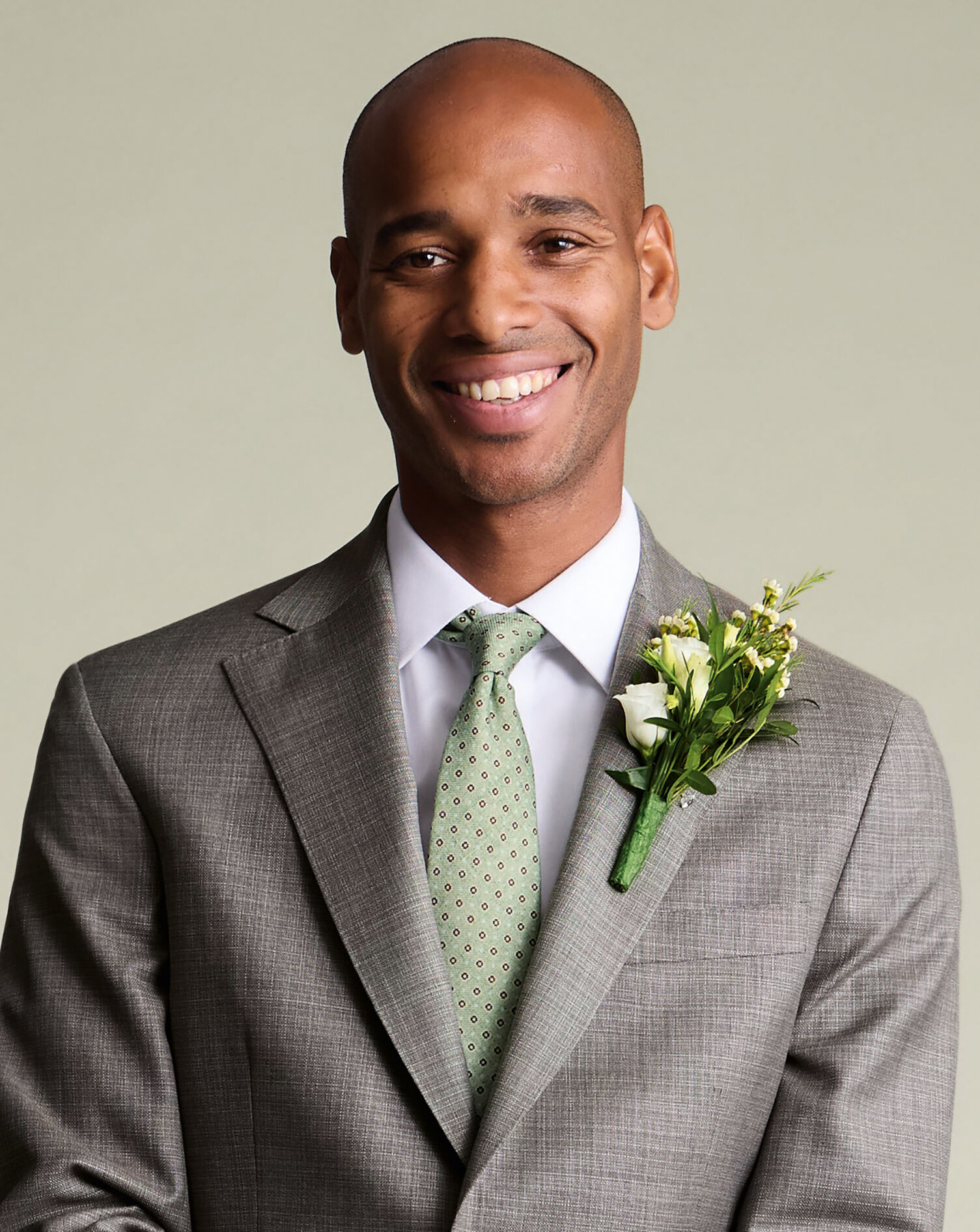 Wool Geo Print Tie - Green