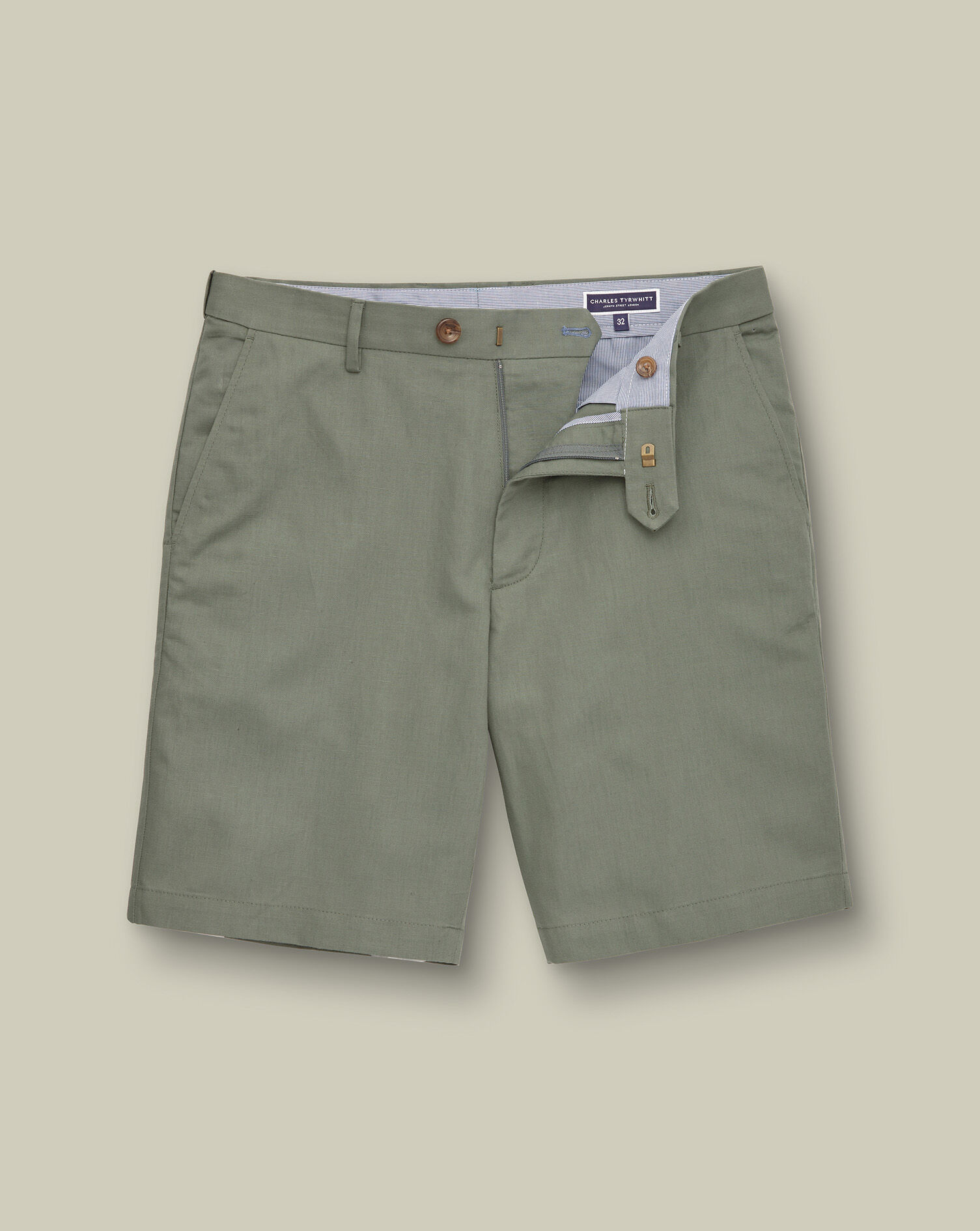 Cotton Linen Shorts - Green