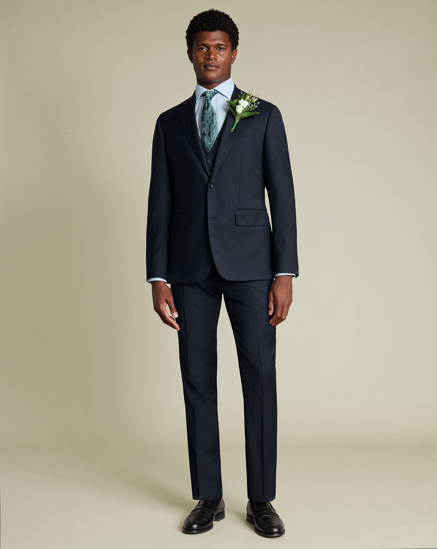 Natural Stretch Twill Suit - Navy