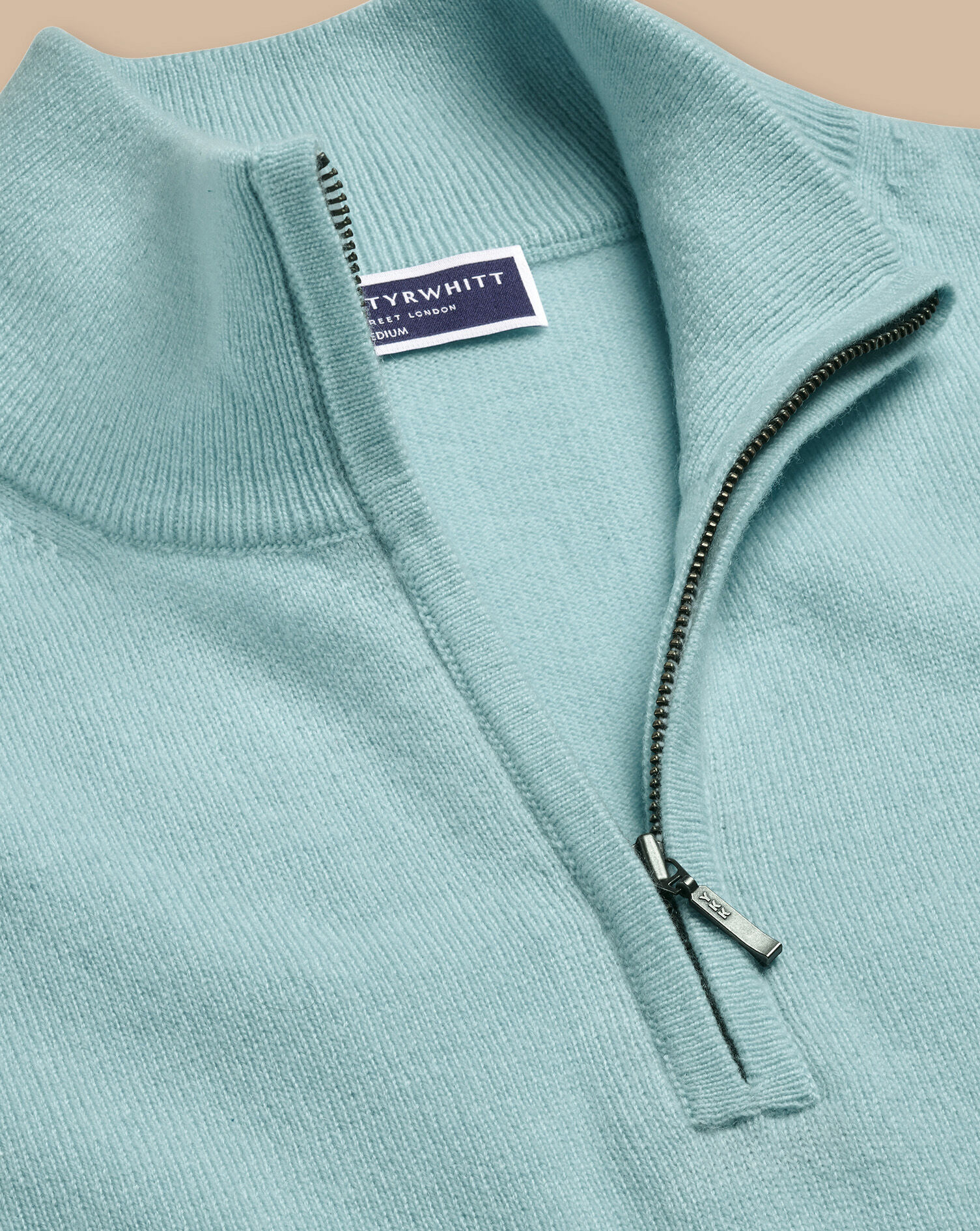 Cashmere Quarter Zip Sweater - Aqua Green