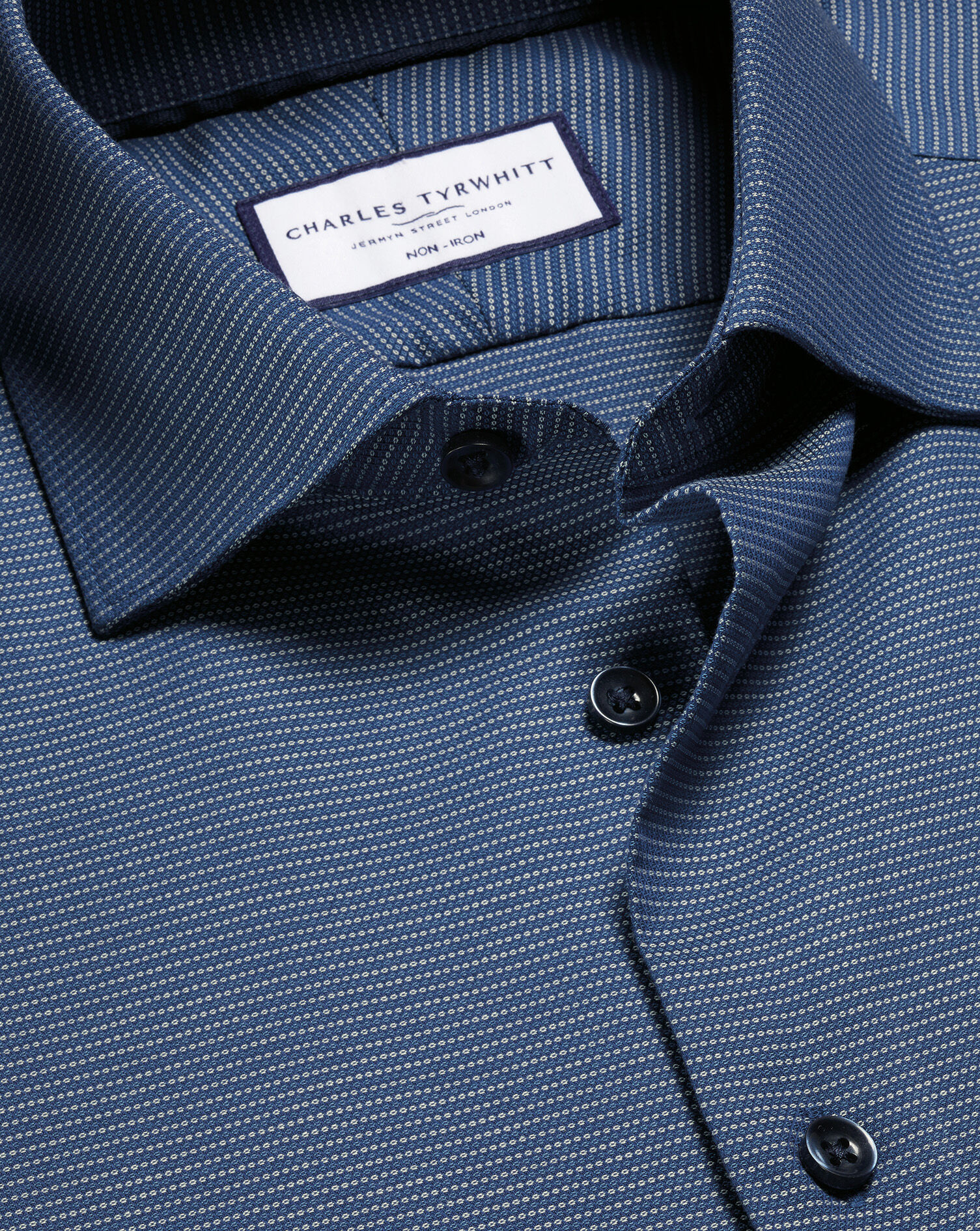 Non-Iron Stretch Circle Texture Shirt - Royal Blue