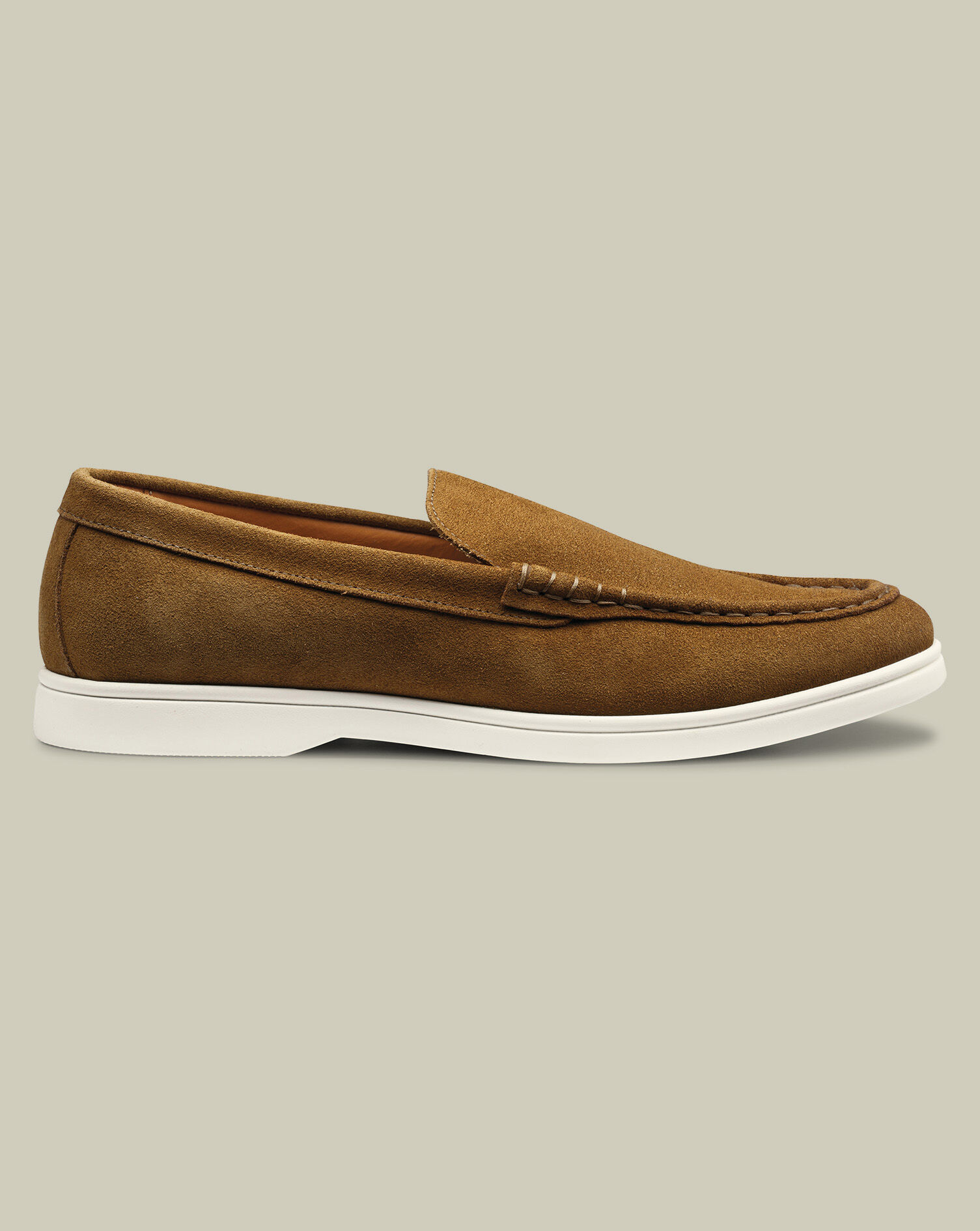 Suede Slip On Loafer - Light Brown
