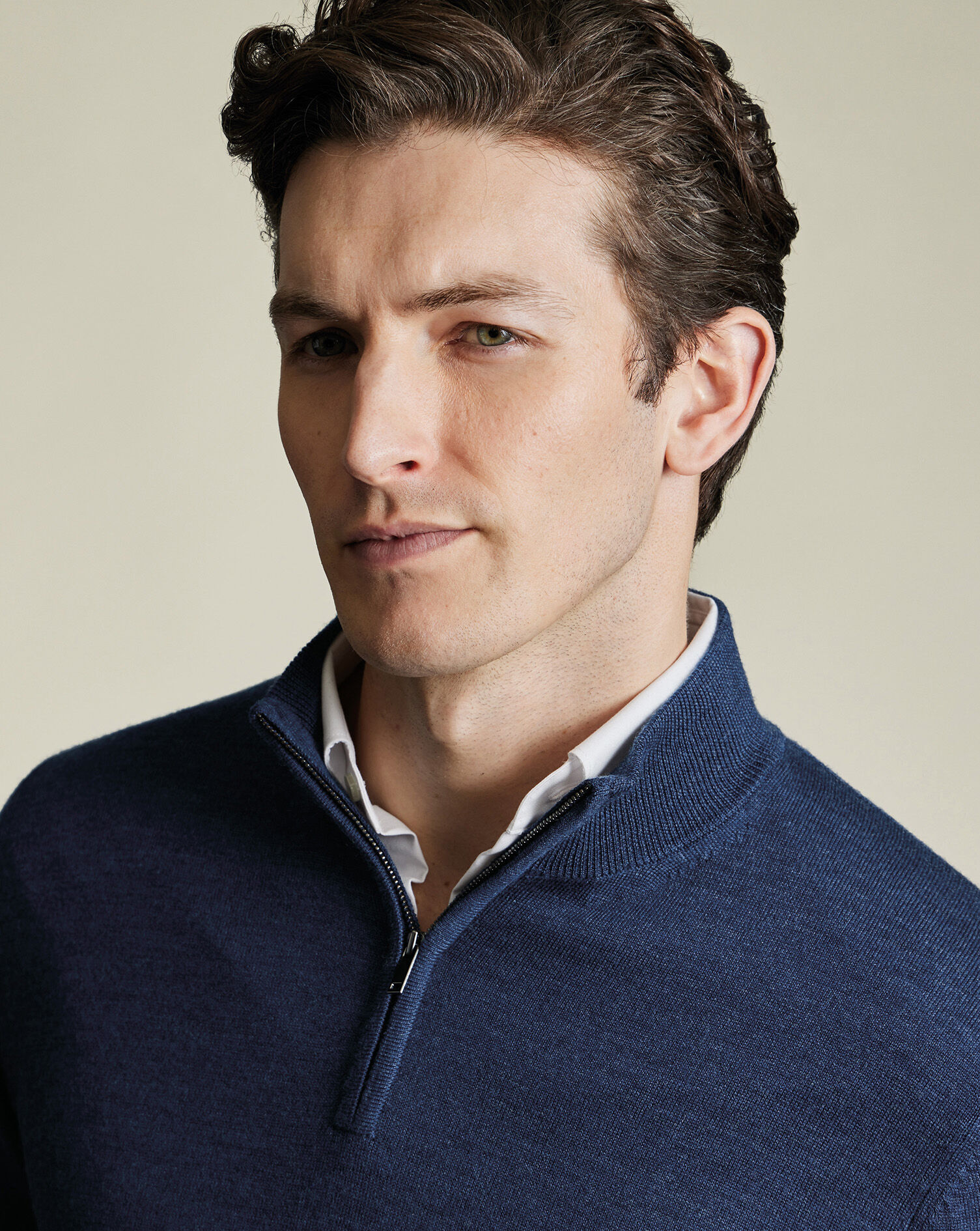 Pure Merino Quarter Zip Sweater - Ink Blue