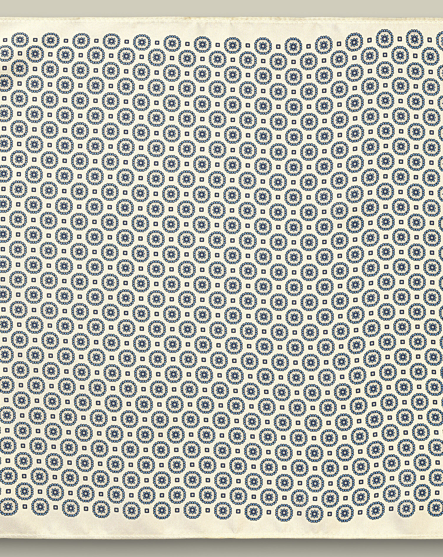 Medallion Silk Pocket Square - Cream