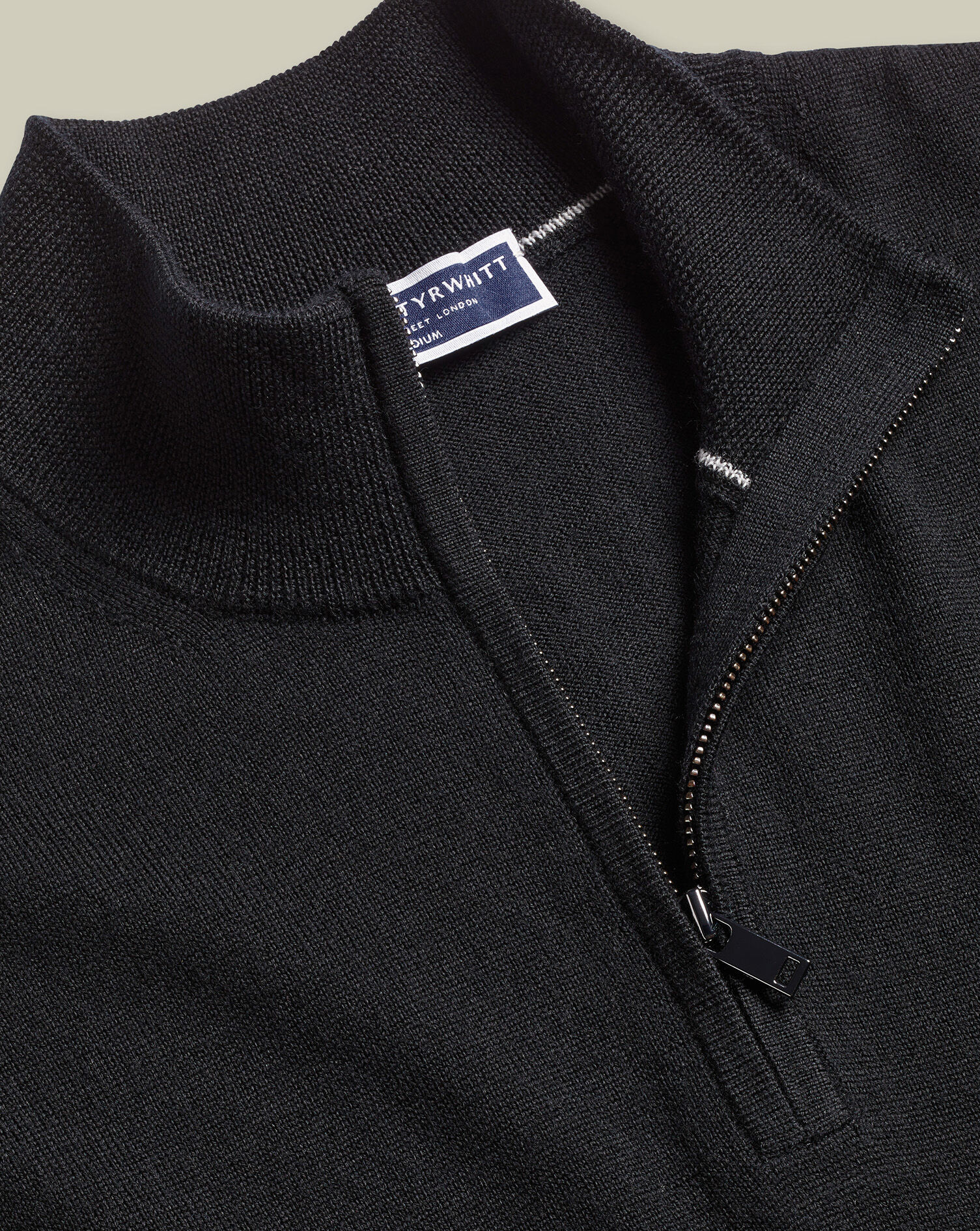 Merino Quarter Zip Sweater - Black