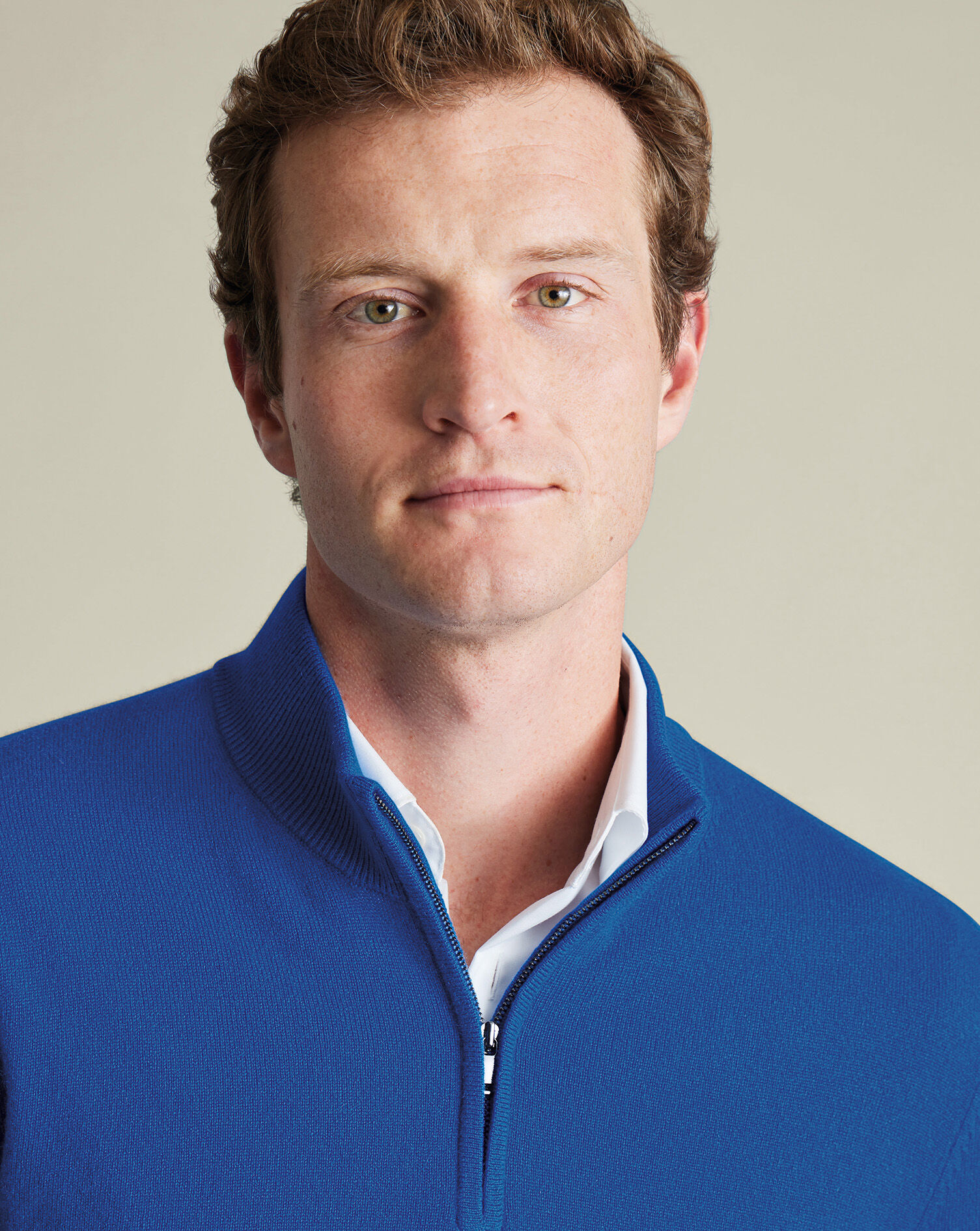 Cashmere Quarter Zip Sweater - Cobalt Blue