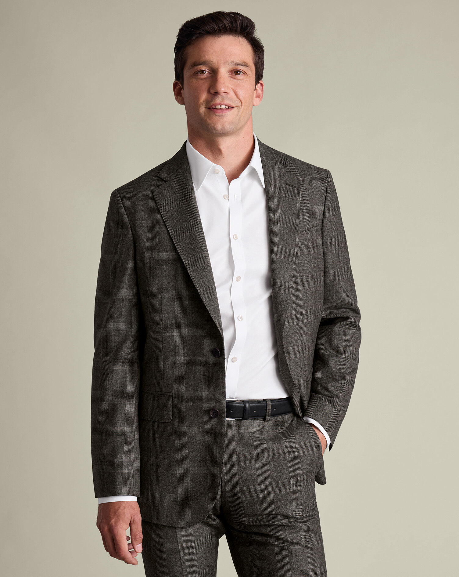 Ultimate Performance Check Suit Jacket - Mocha