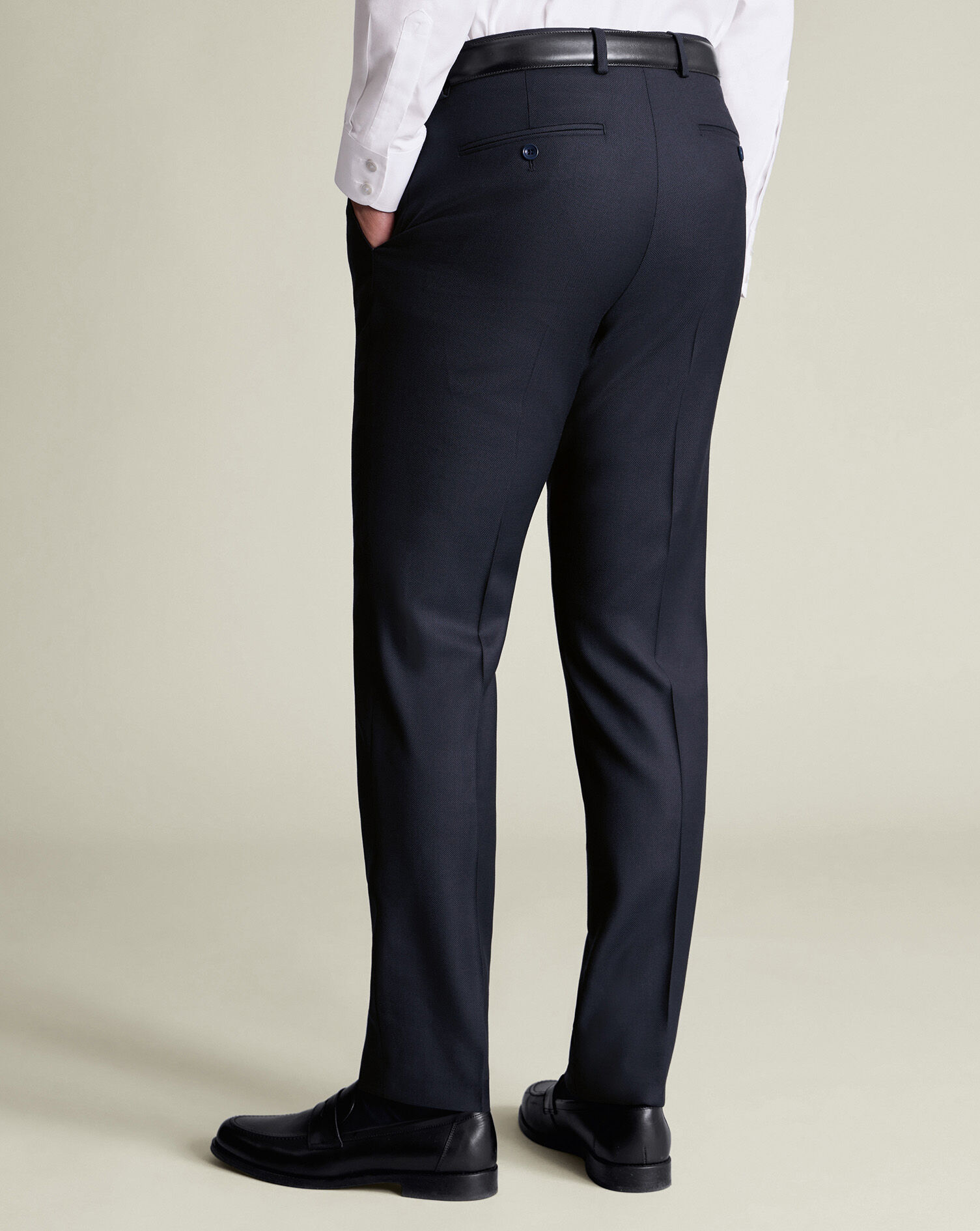 Italian Luxury Birdseye Suit Pants - Navy