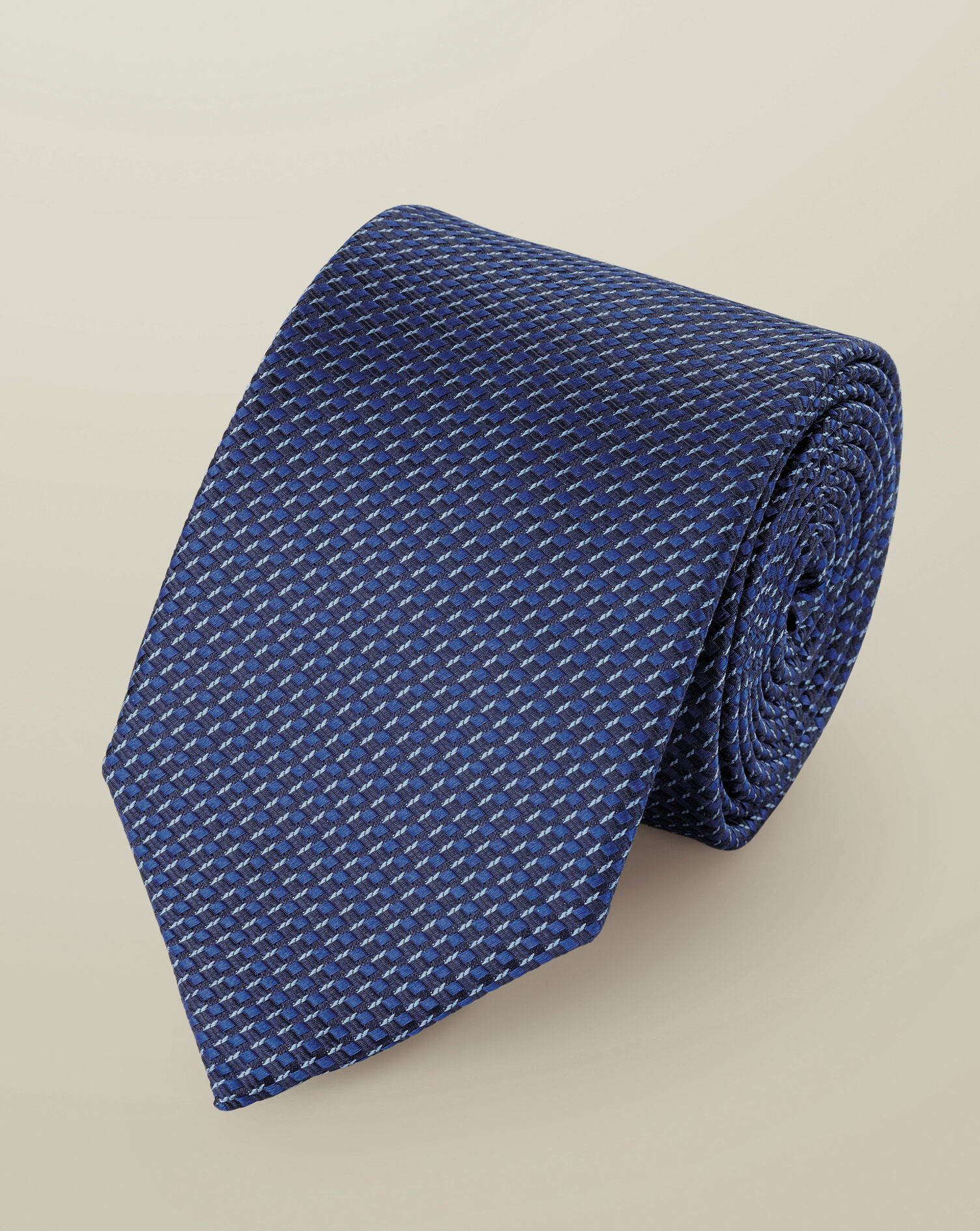 Silk Semi-Plain Patterned Tie - Royal Blue