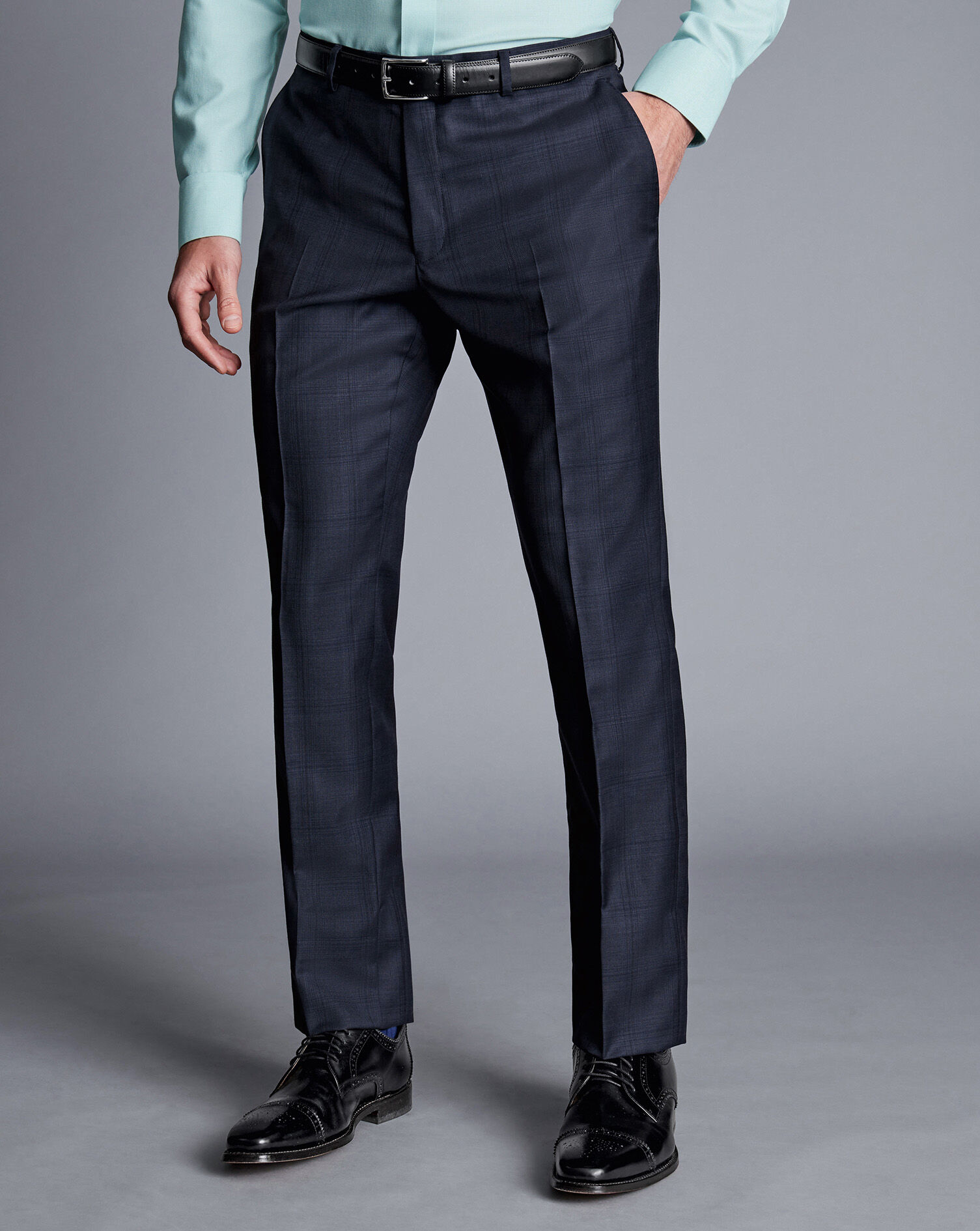 Ultimate Performance Check Suit Pants - Navy