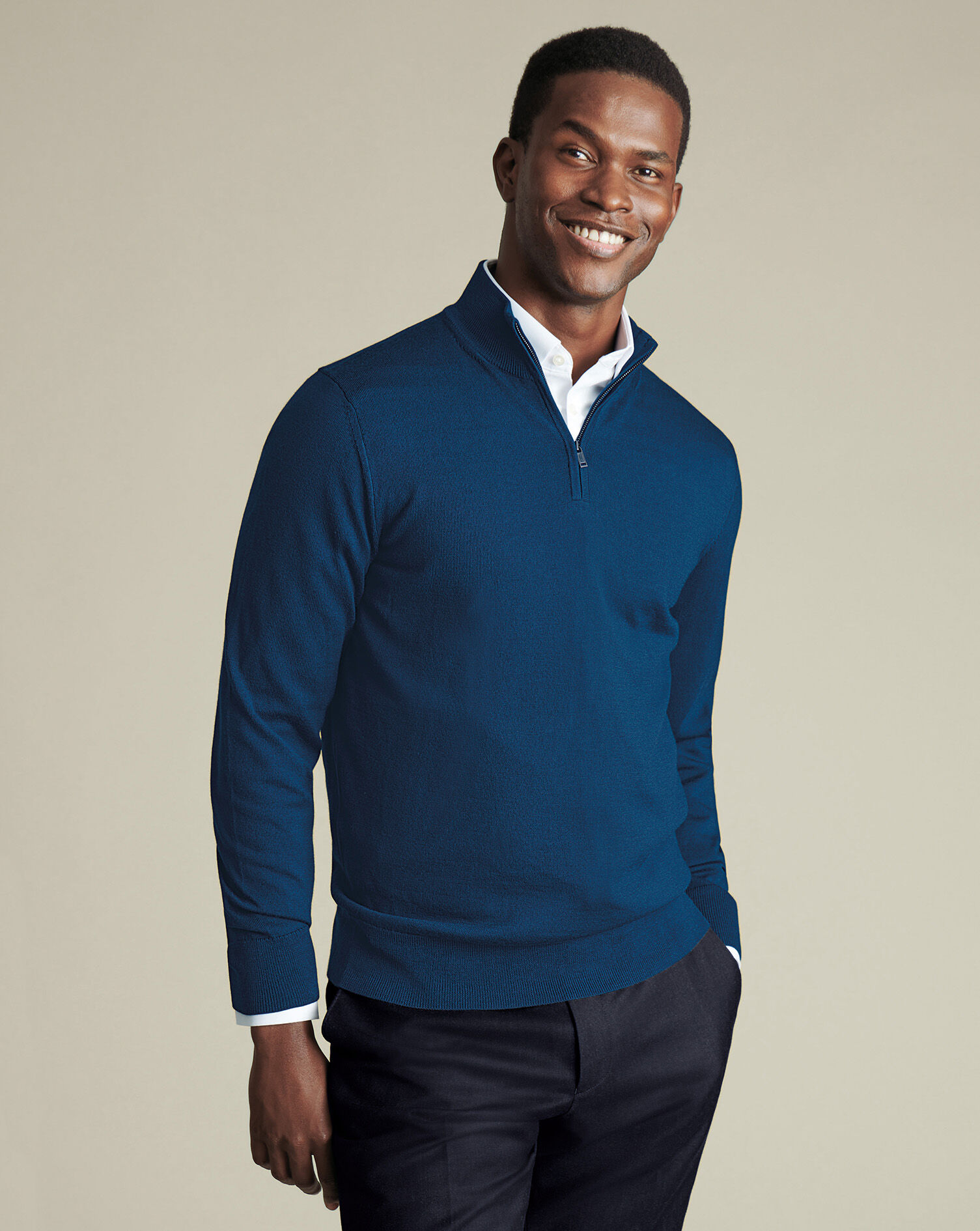 Merino Quarter Zip Sweater - Atlantic Blue