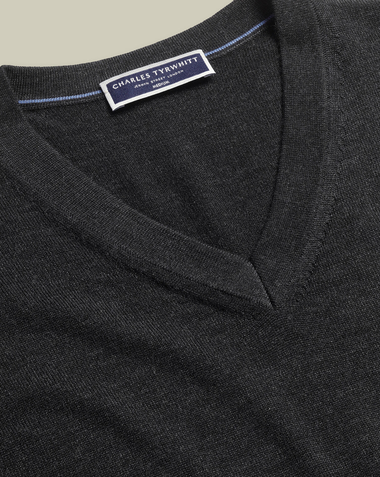 Pure Merino V-Neck Sweater - Charcoal Gray