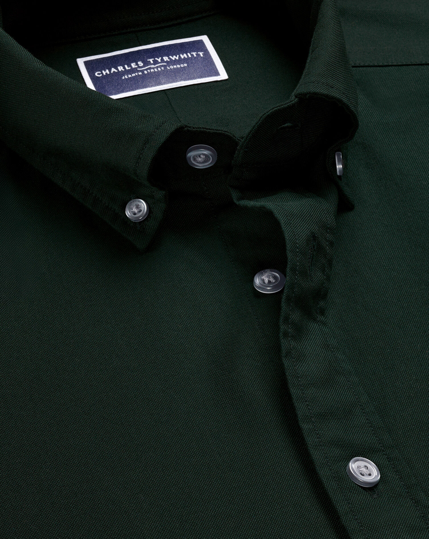 Stretch Washed Oxford Shirt - Forest Green