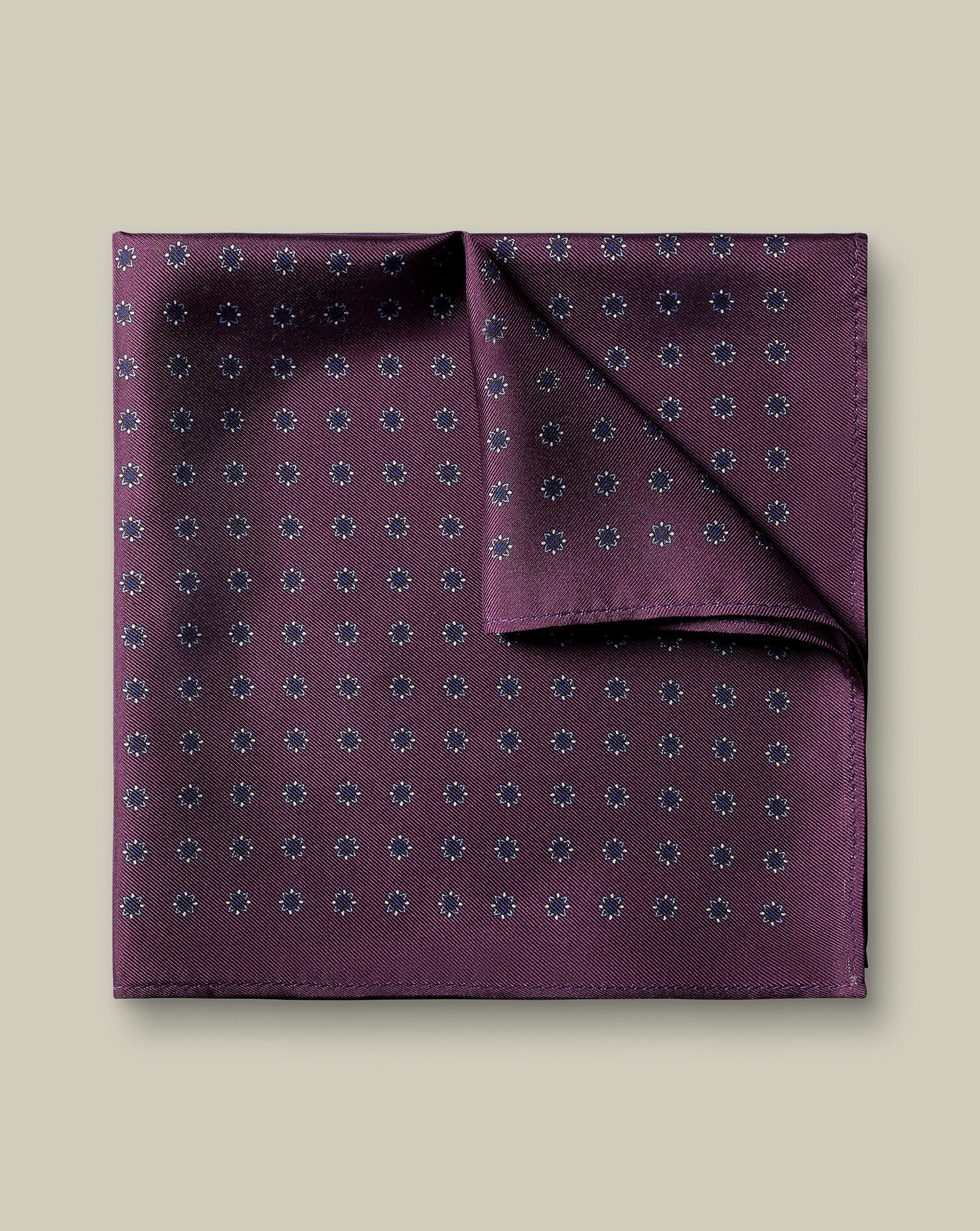 Silk Medallion Print Pocket Square - Blackberry Purple