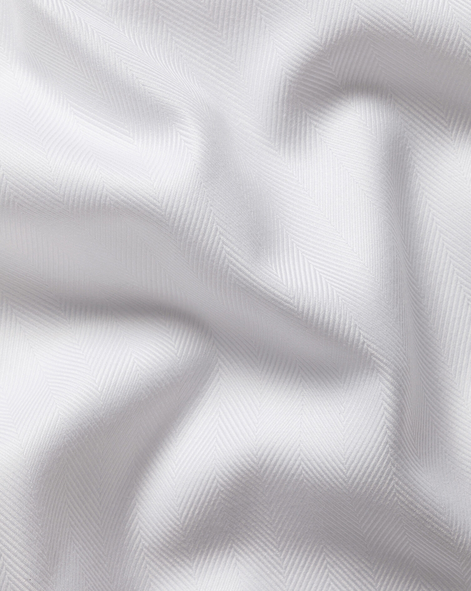 Spread Collar Non-Iron Herringbone Shirt - White