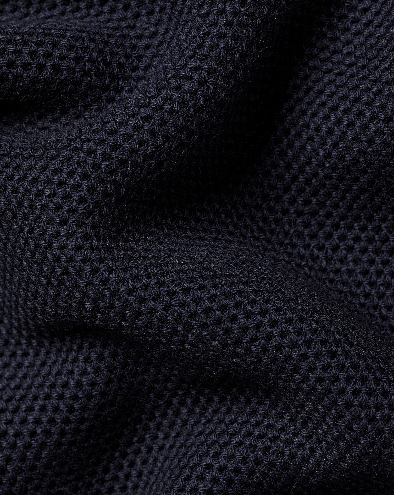 Honeycomb Cotton Quarter Zip Sweater - Navy