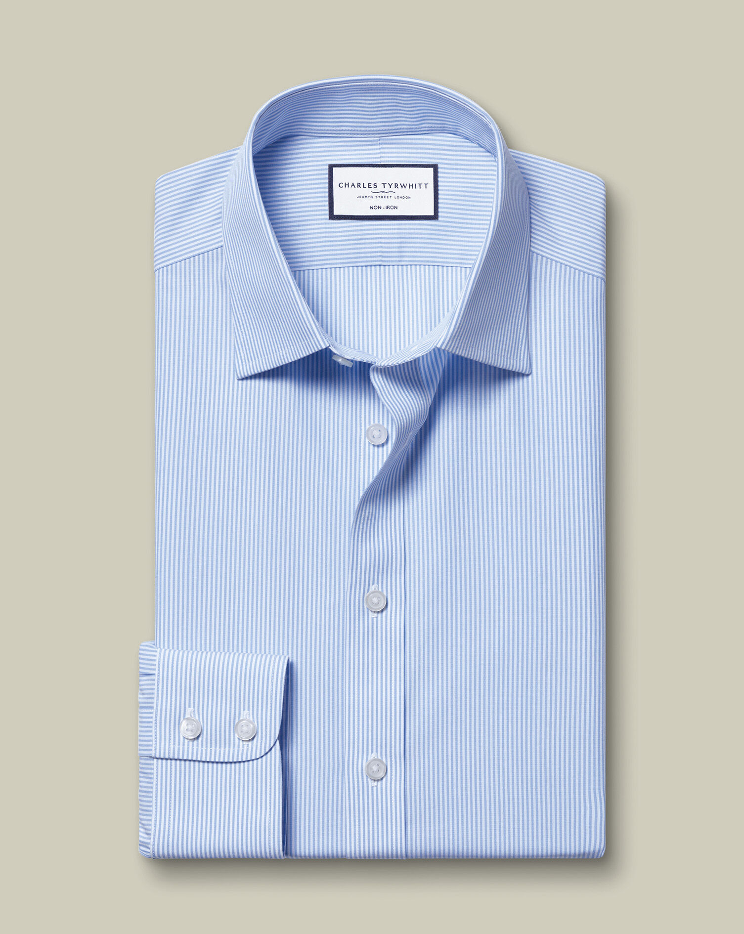 Non-Iron Poplin Bengal Stripe Shirt - Cornflower Blue
