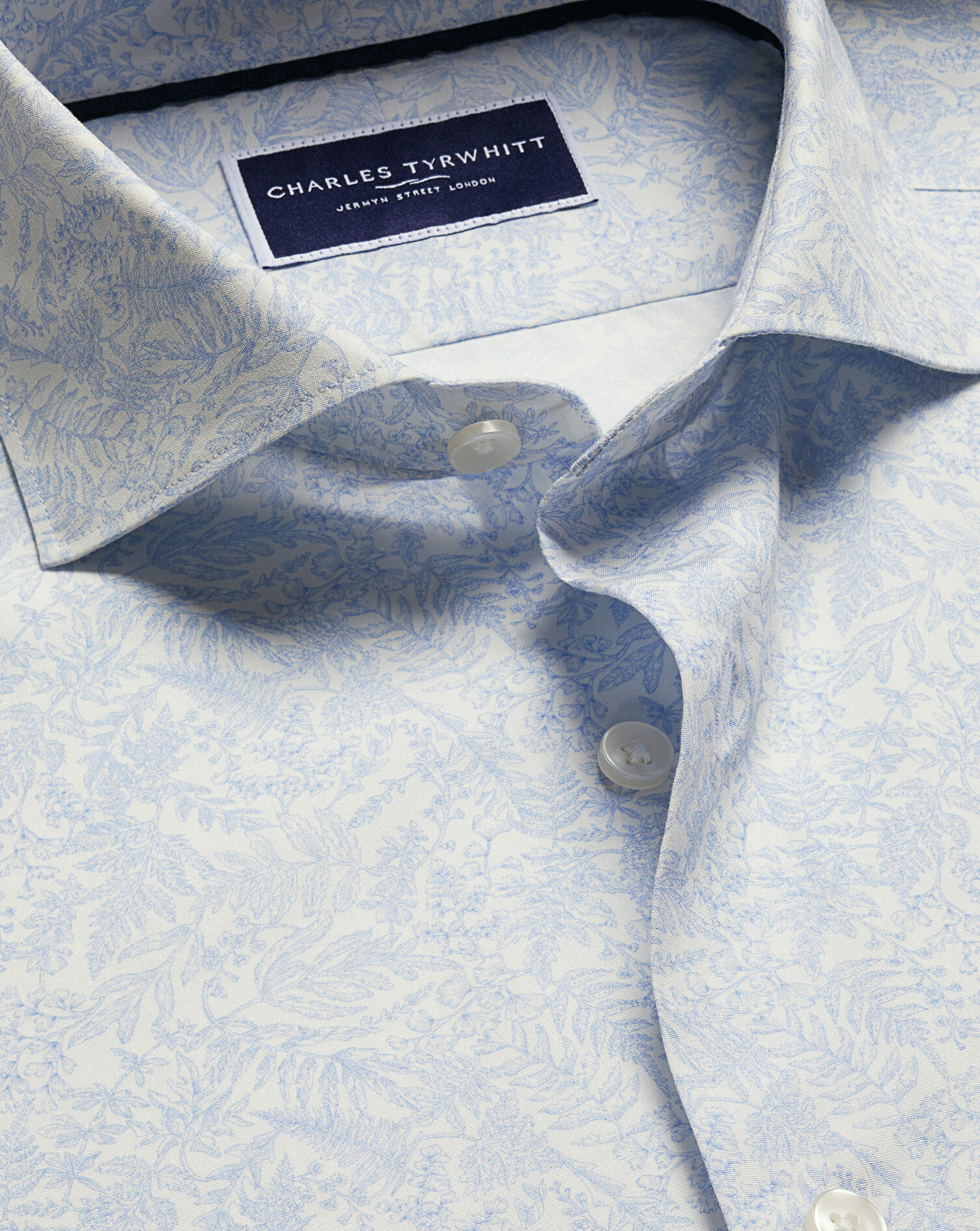 Made with Liberty Fabric Floral Shirt - Light Blue