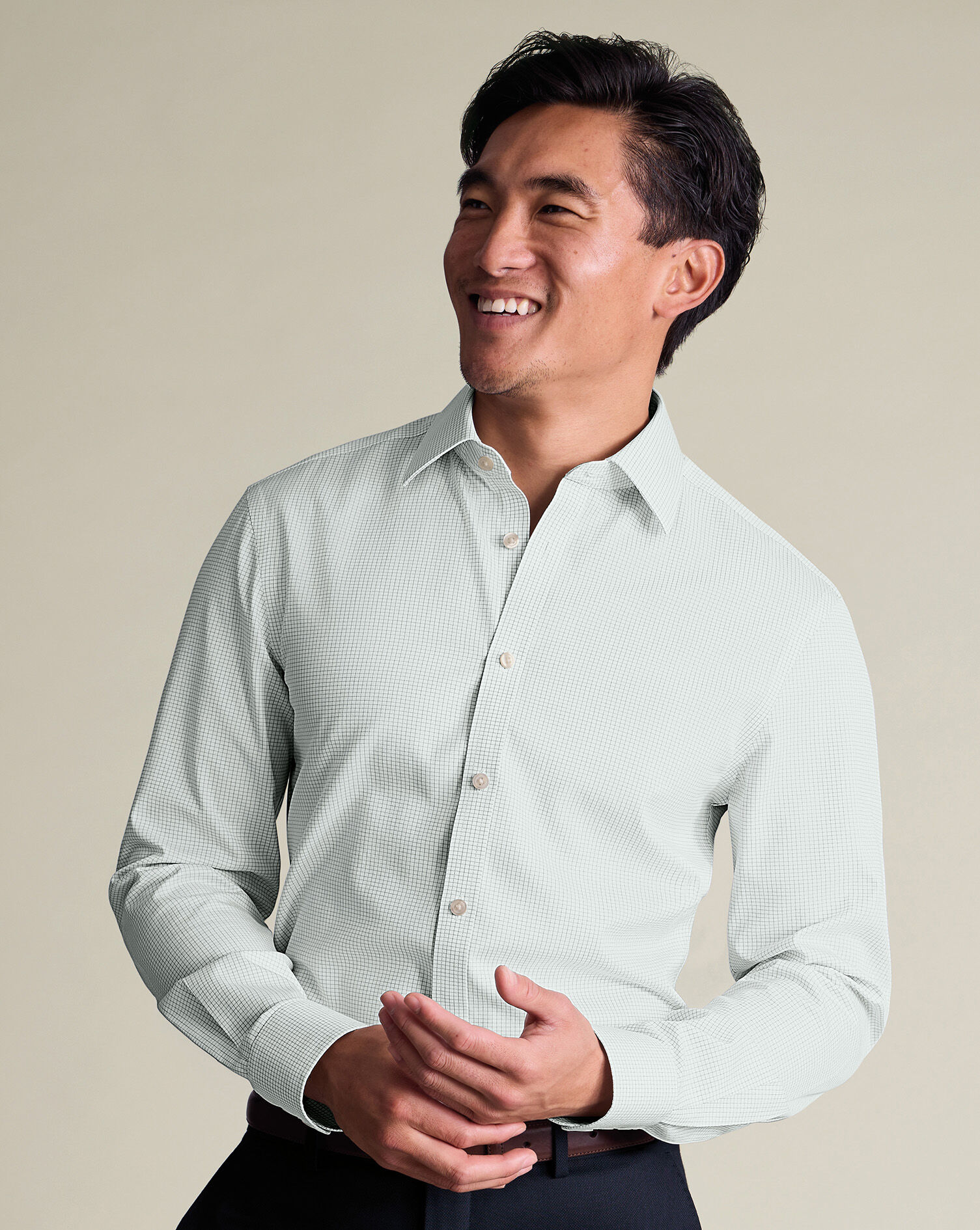 Non-Iron Twill Check Shirt - Green