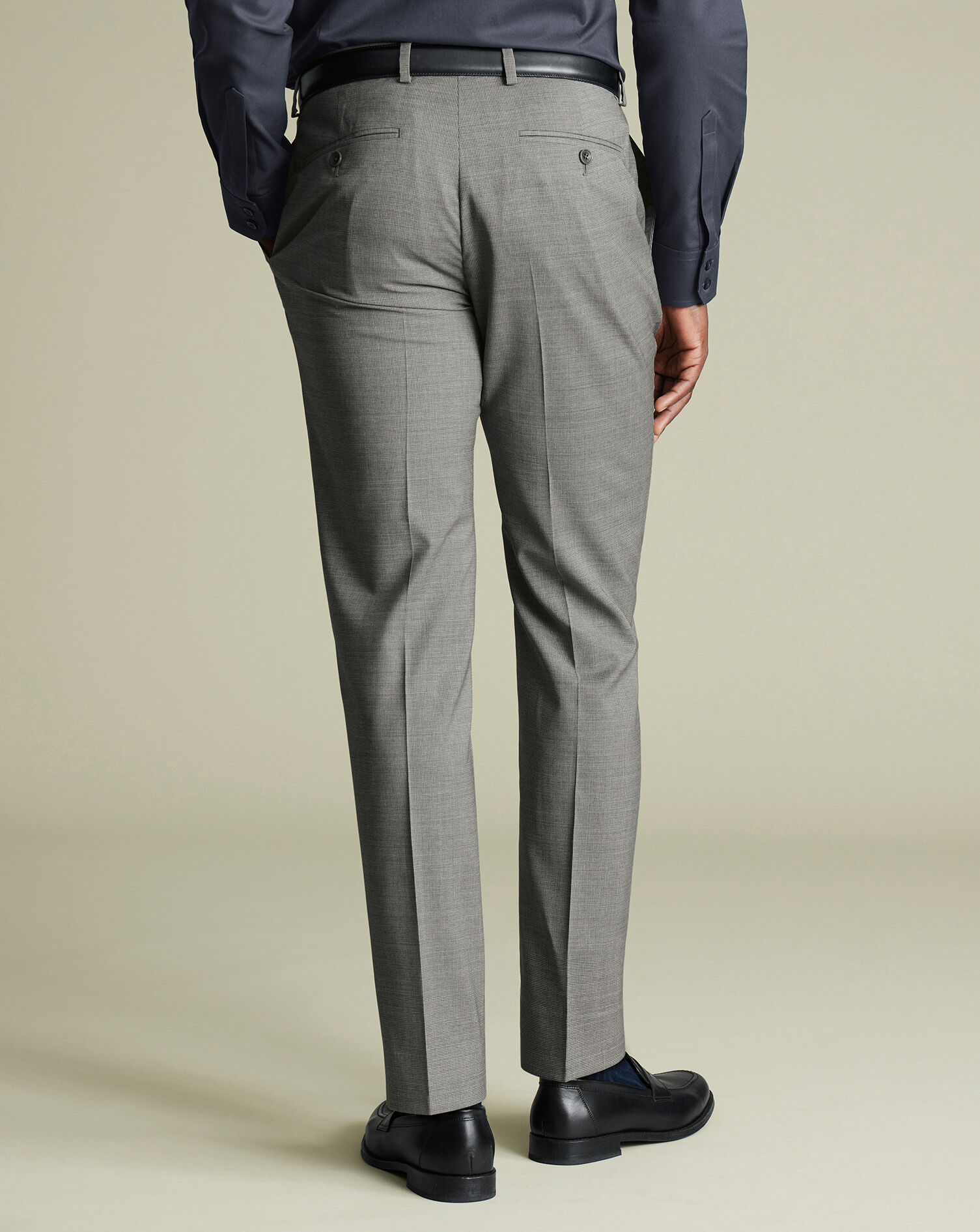 Italian Puppytooth Suit Pants - Gray