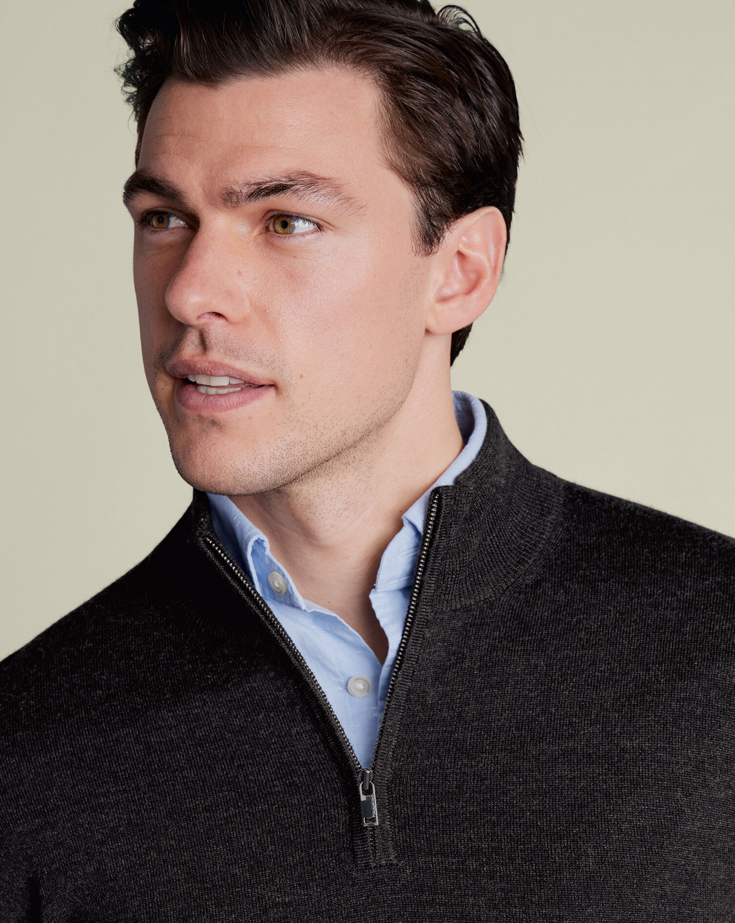 Merino Quarter Zip Sweater - Charcoal Gray