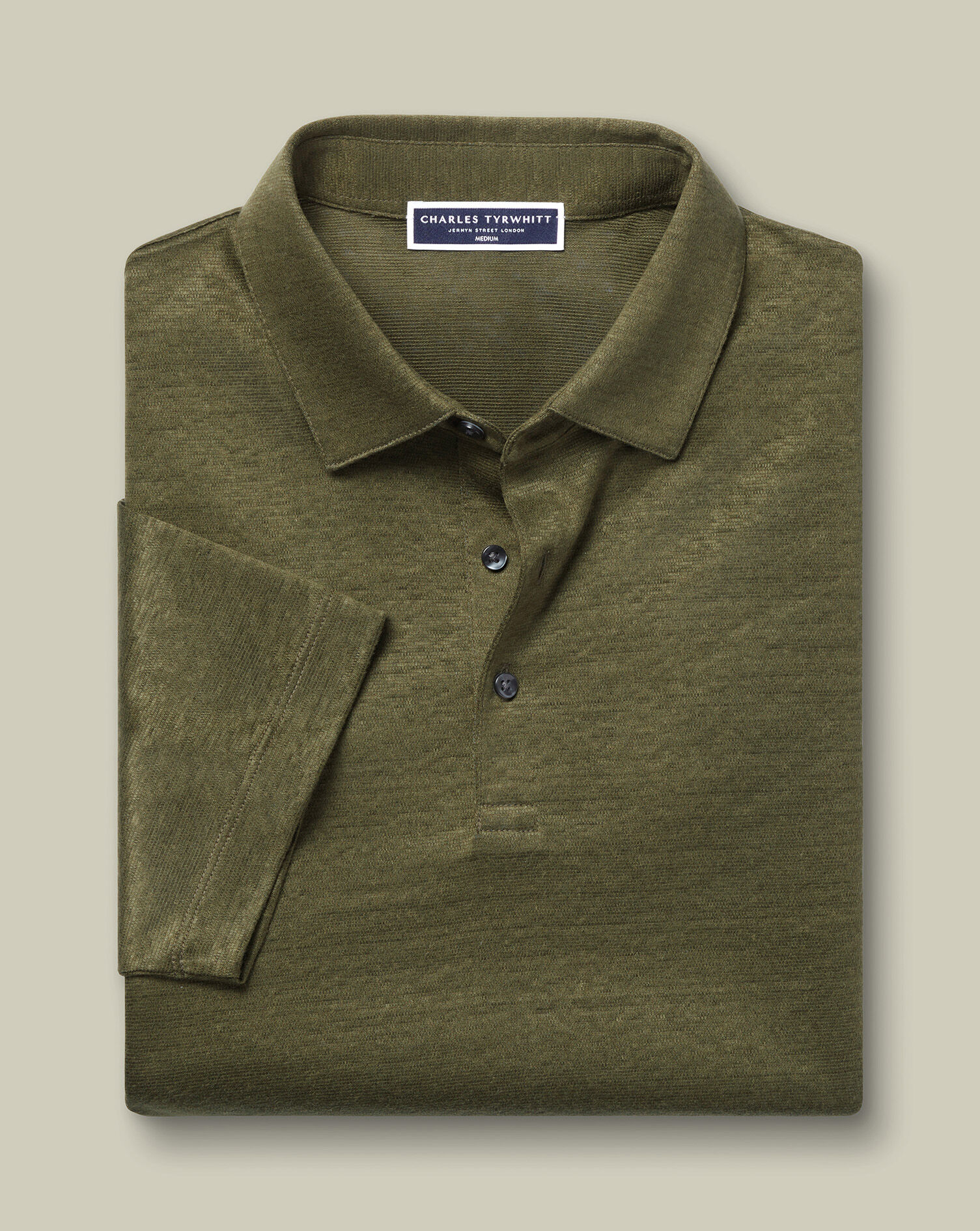 Pure Linen Polo - Olive