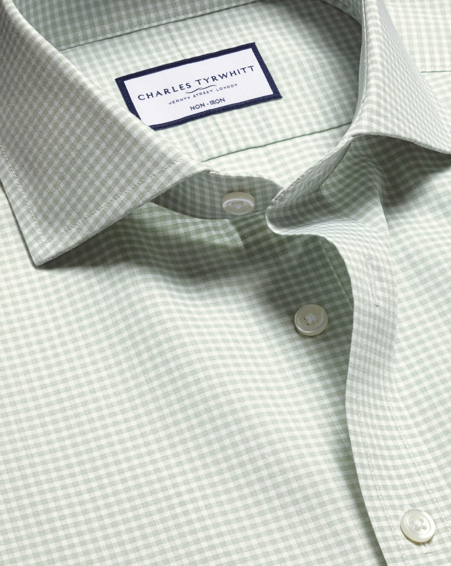 Non-Iron Poplin Gingham Shirt - Green