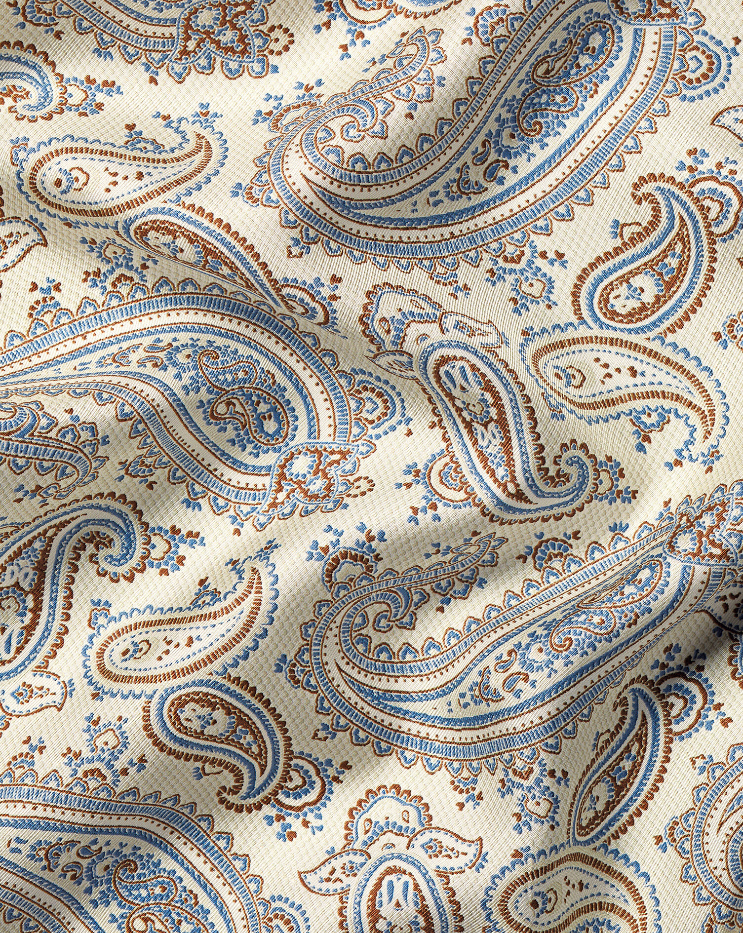 Silk Paisley Pocket Square - Cream