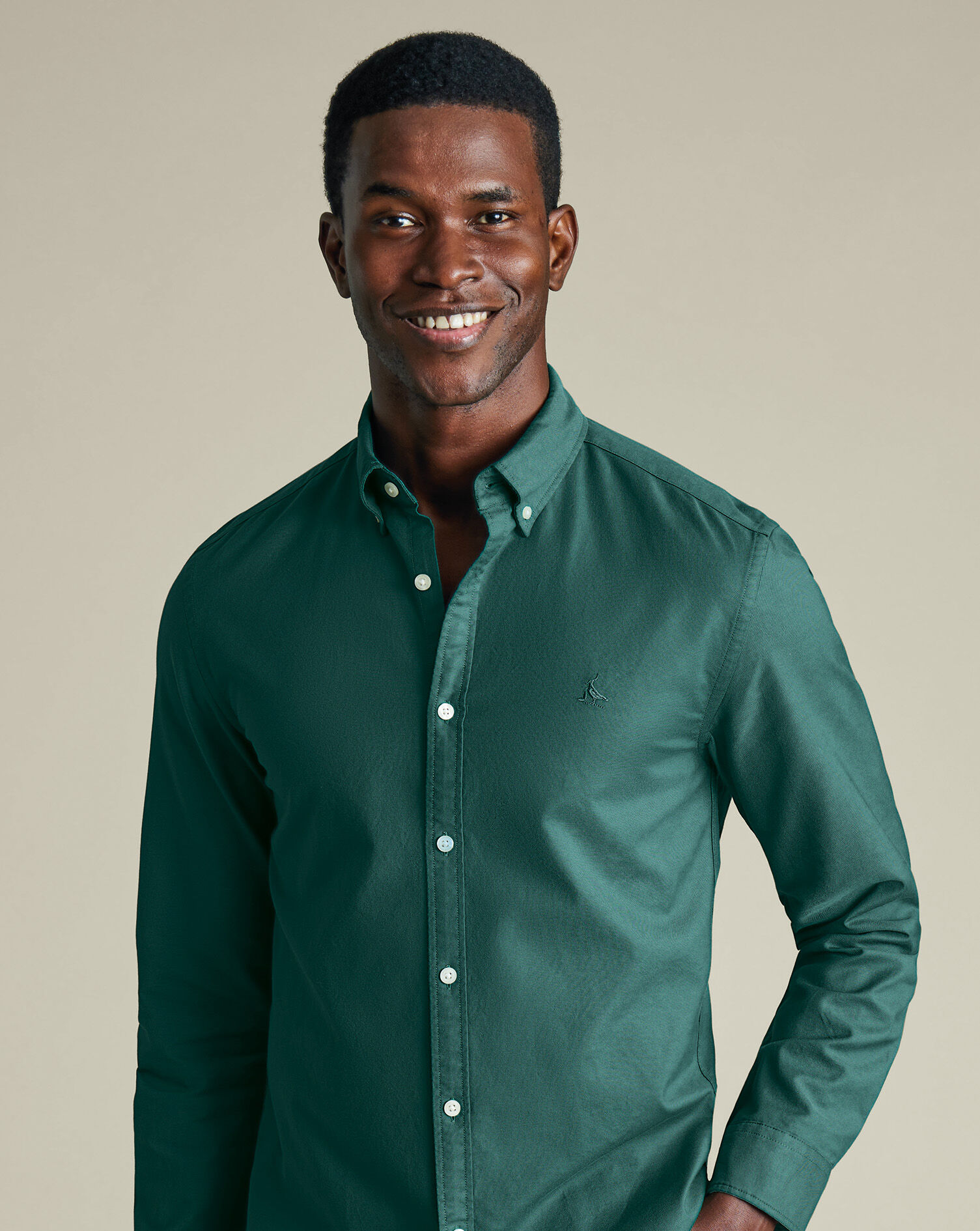 Stretch Washed Oxford Shirt - Teal Green