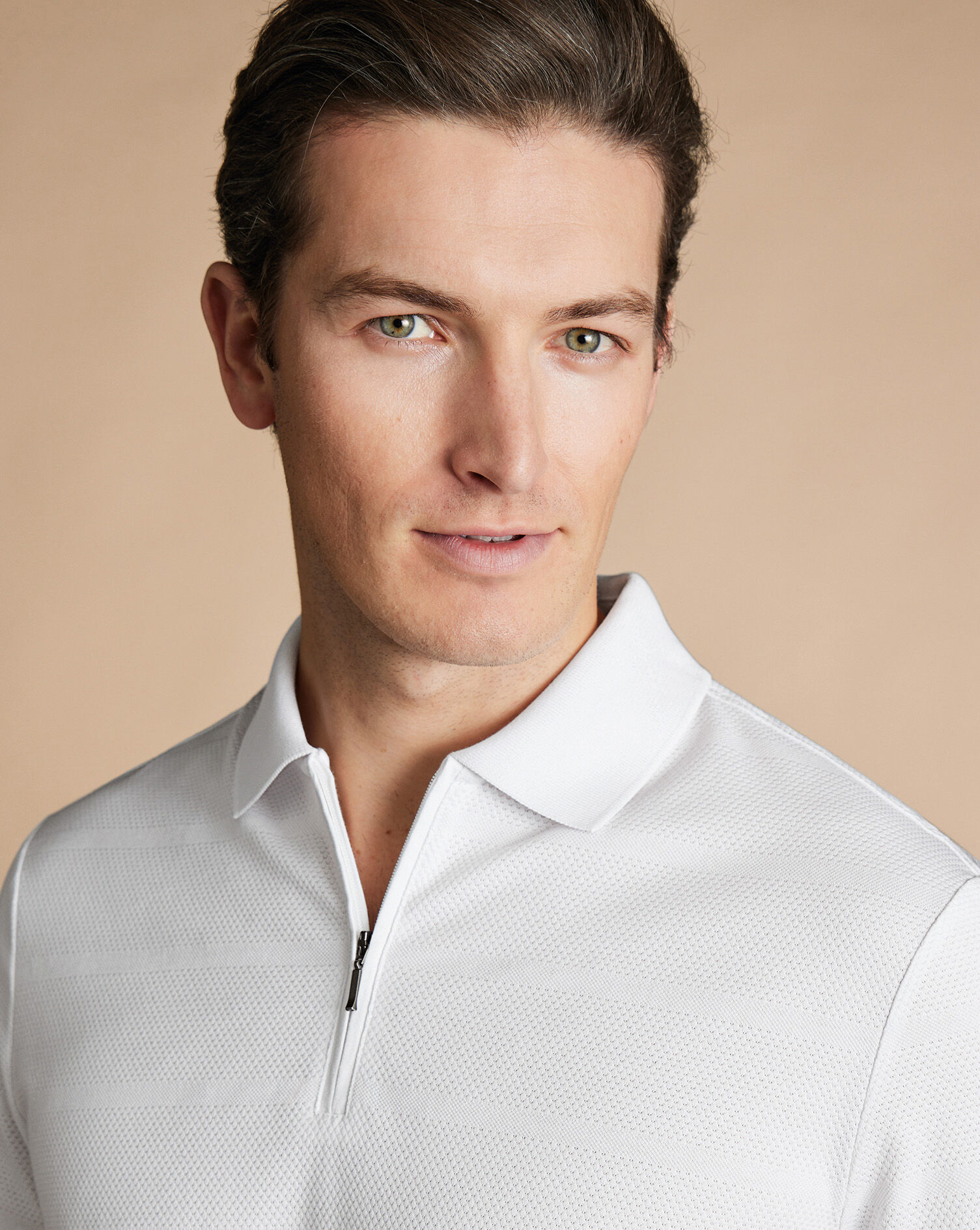 Performance Textured Stripe Polo - White
