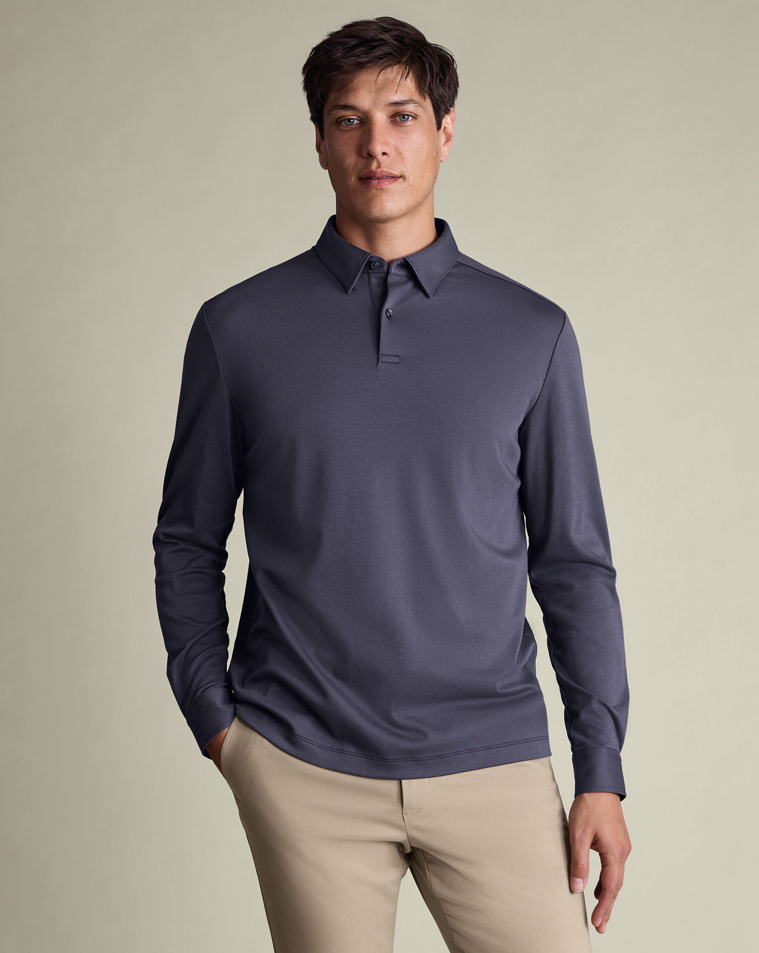 Dark Mauve Long Sleeve Smart Jersey Polo