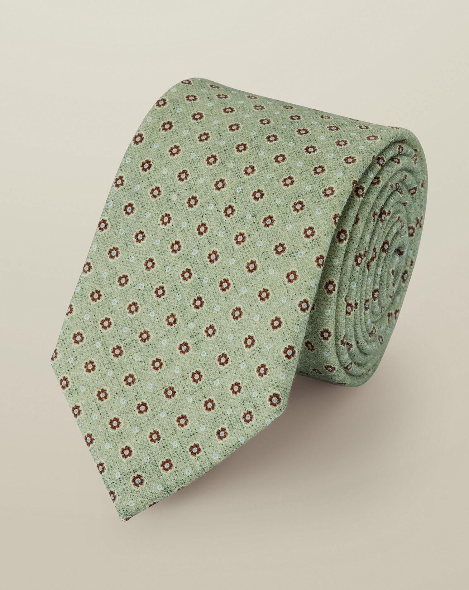 Wool Geo Print Tie - Green