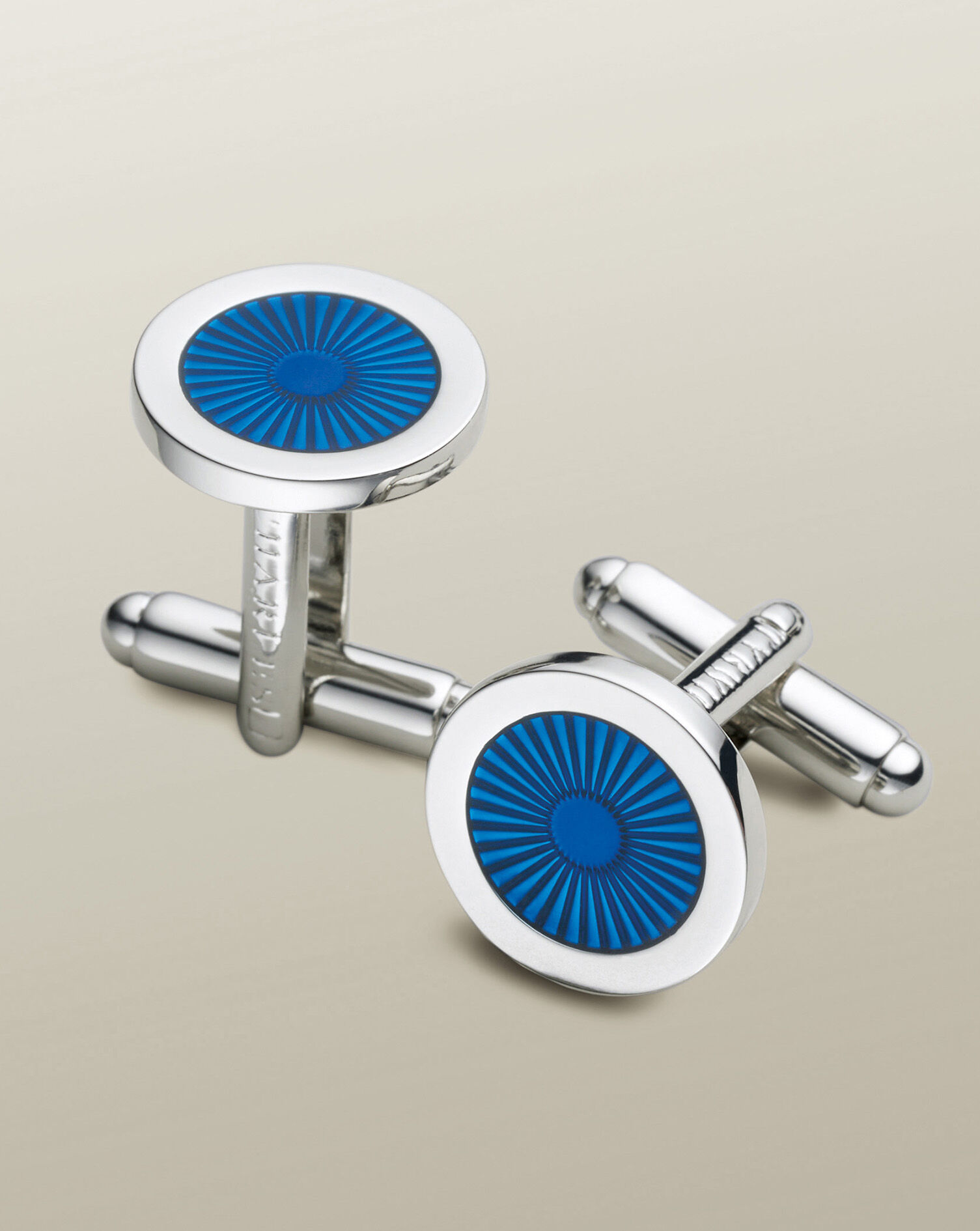 Round Enamel Cufflinks - Cobalt Blue