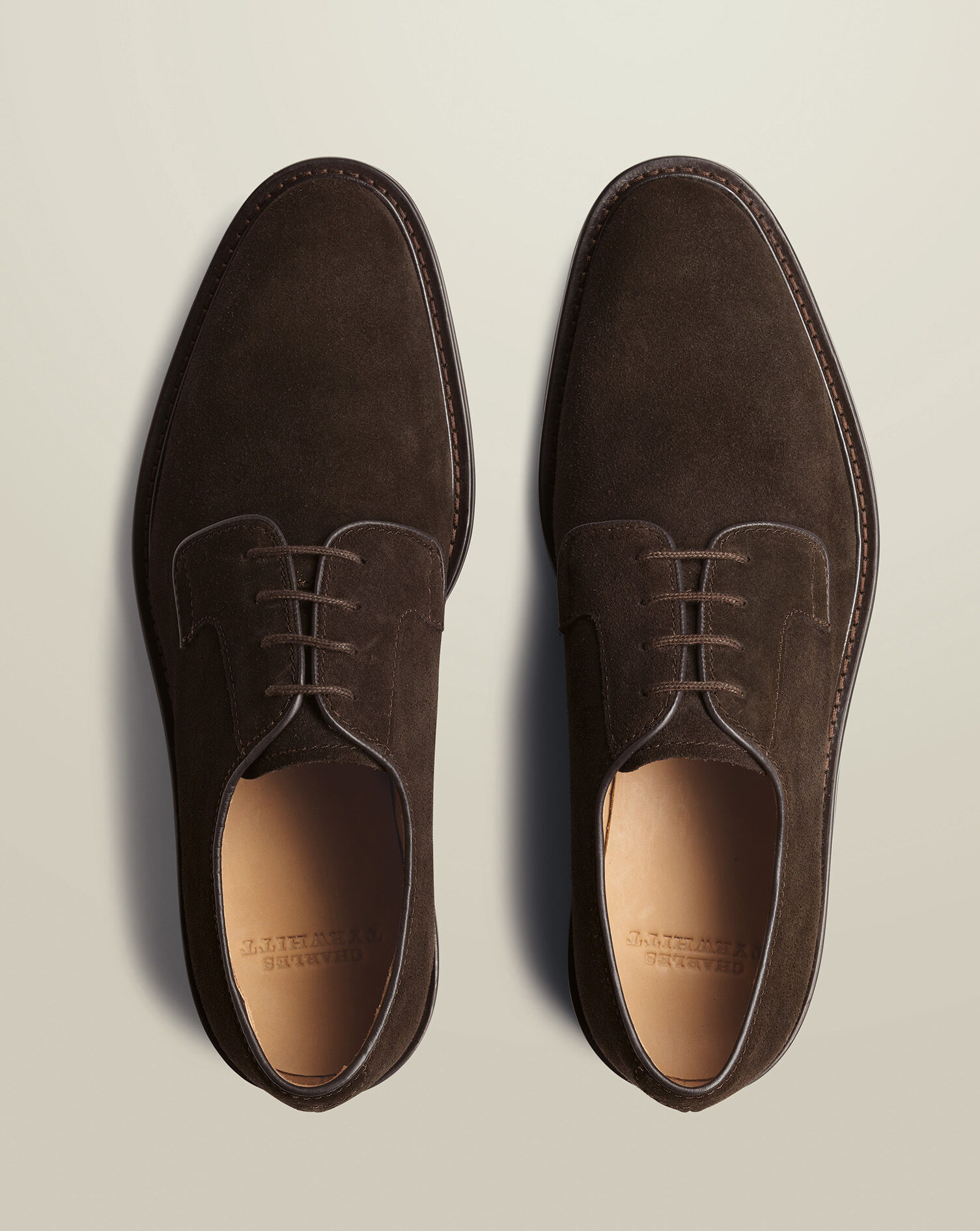 Rubber Sole Suede Derby Shoes - Dark Chocolate