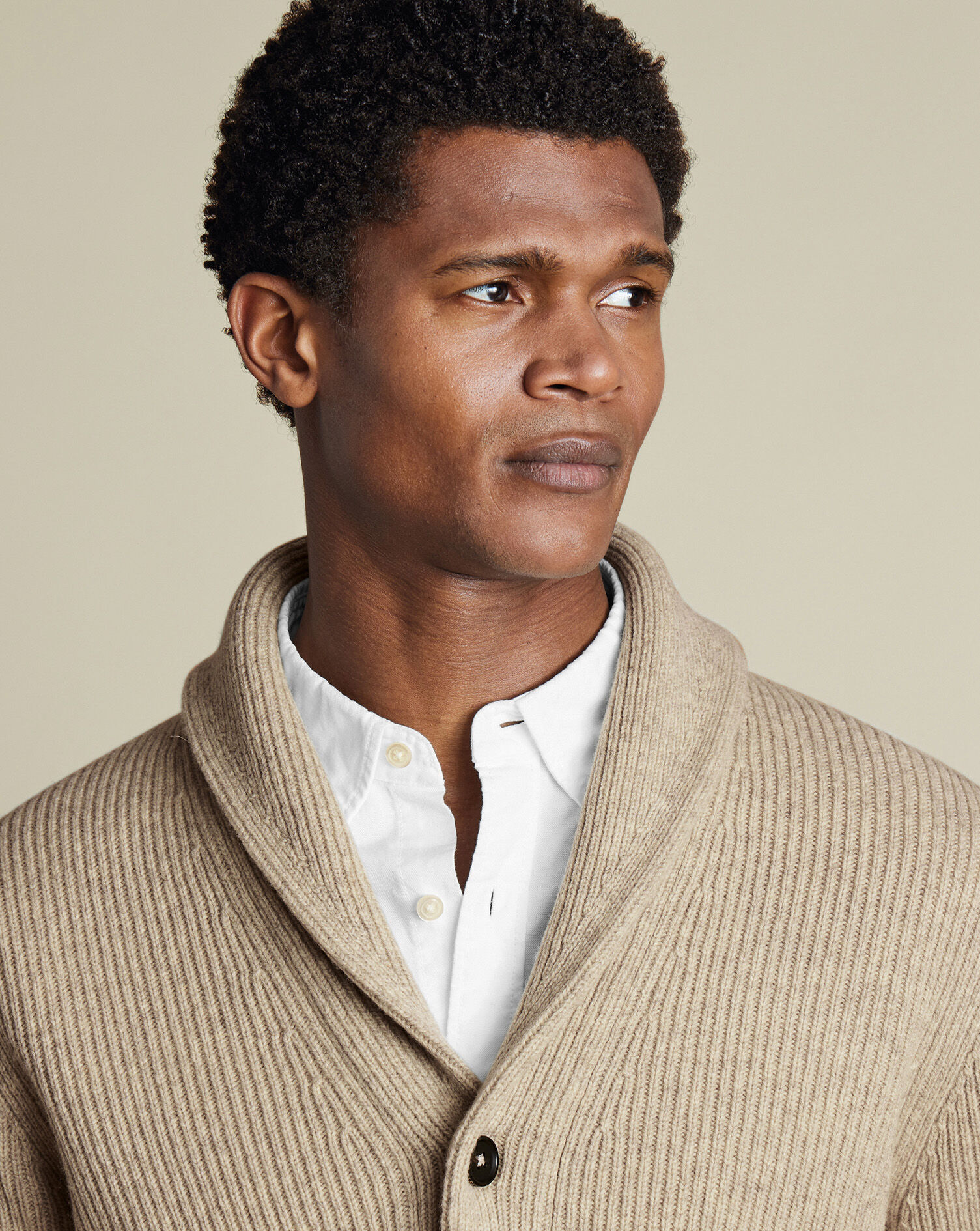 Merino Shawl Neck Chunky Cardigan - Oatmeal