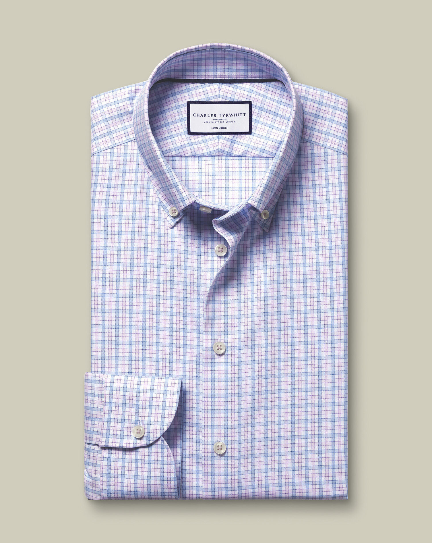 Button-Down Non-Iron Oxford Check Shirt - Lilac