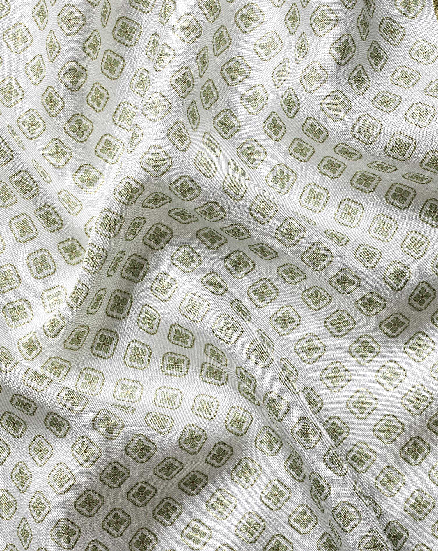 Silk Medallion Print Pocket Square - Ivory & Pear Green