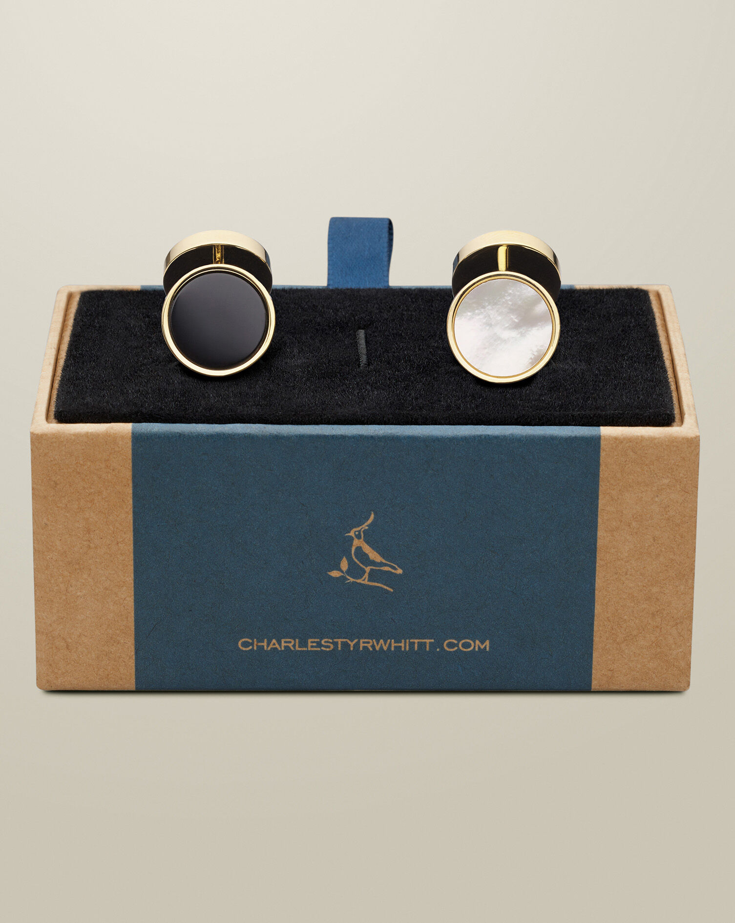 Mother of Pearl and Onyx Evening Cufflinks - Gold